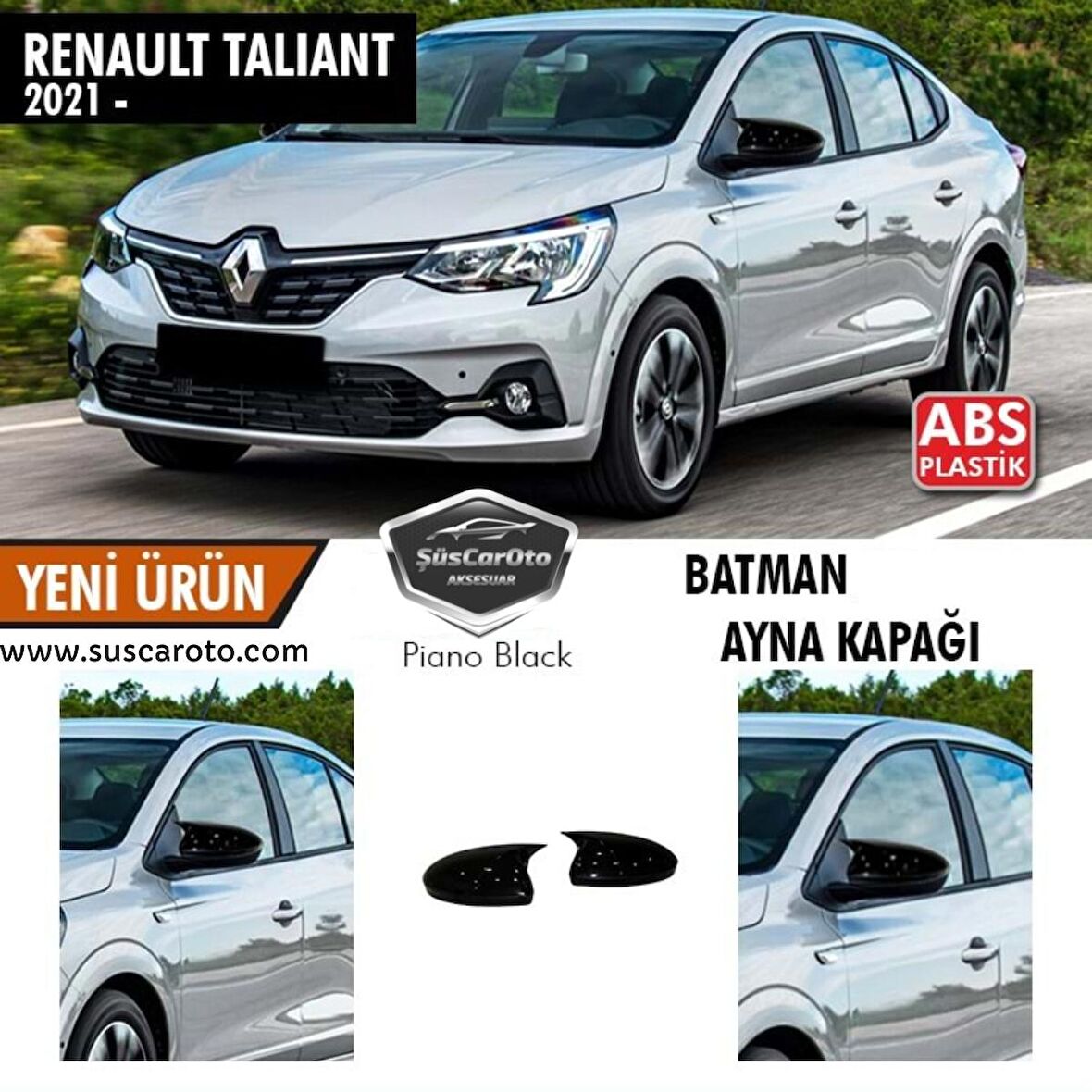 Renault Taliant Batman Yarasa Ayna Kapağı Piano Black ABS Plastik