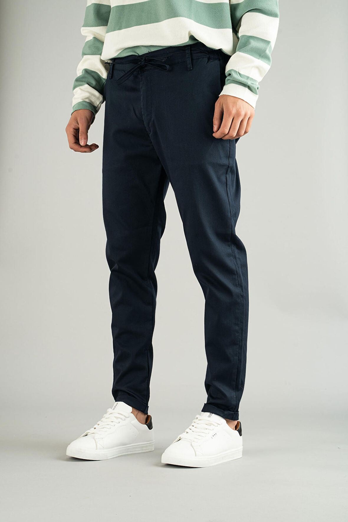 Erkek Oslo Yandan Cepli Beli Kemerli Lastikli Bağcıklı Duble Paça Slim Fit Jogger Pantolon