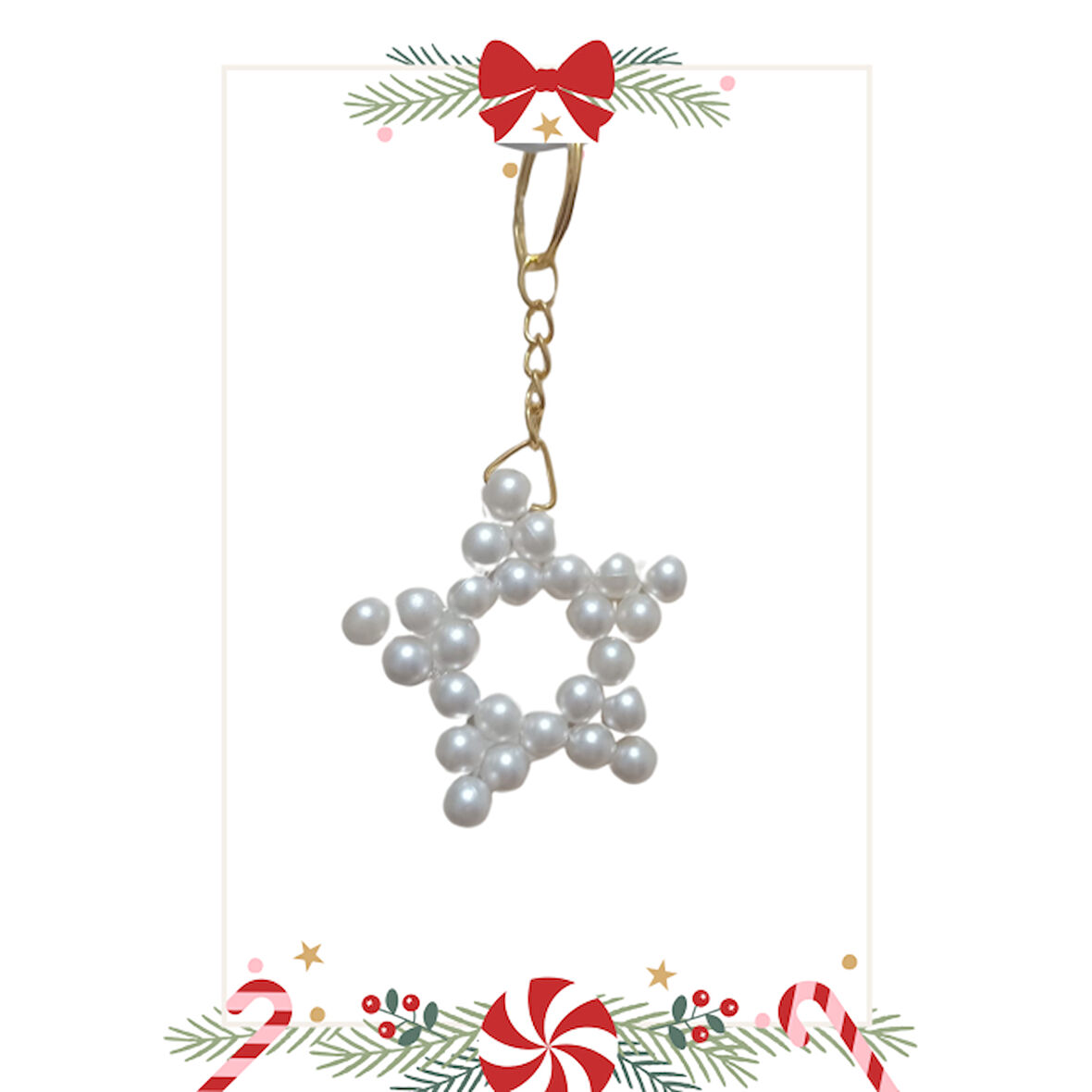 Yeni Yıl Noel Baba Kart Üzerinde Anahtarlık (Kişiye Özel Yazı Yazdırılabilir) Yıldız Model 5 Adet