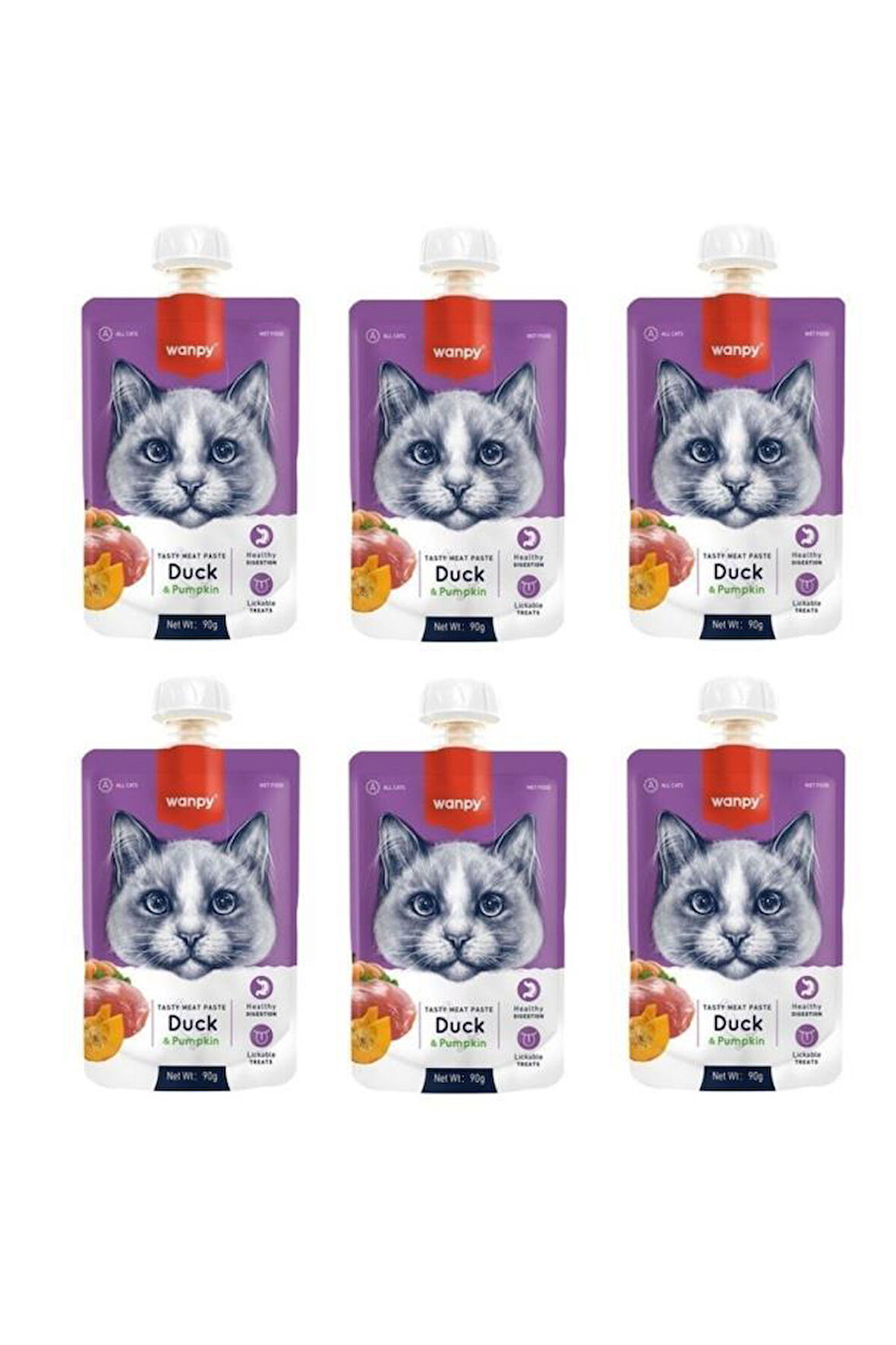 Wanpy Taze Ördekli & Balkabaklı Kedi Et Ezmesi 90 Gr. X 6 Adet