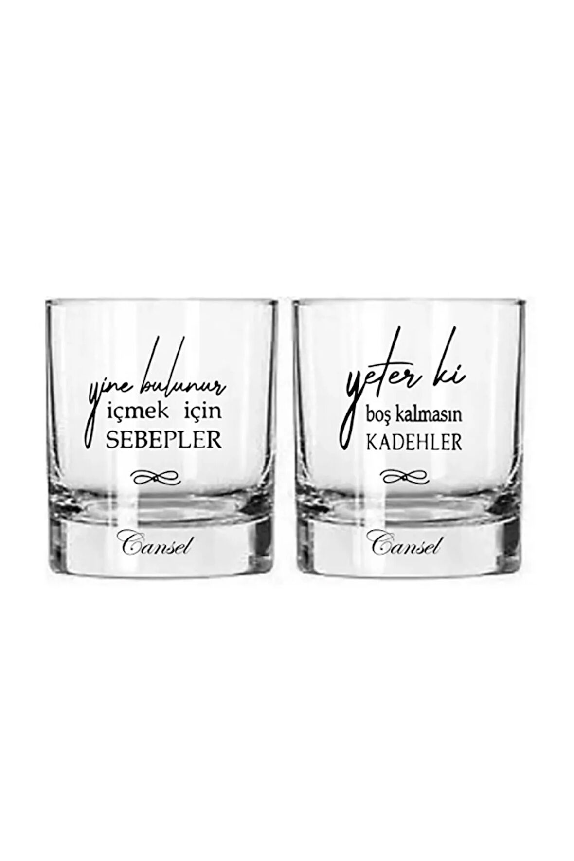 2 Li Isim Baskılı Viski Ve Meşrubat Bardağı