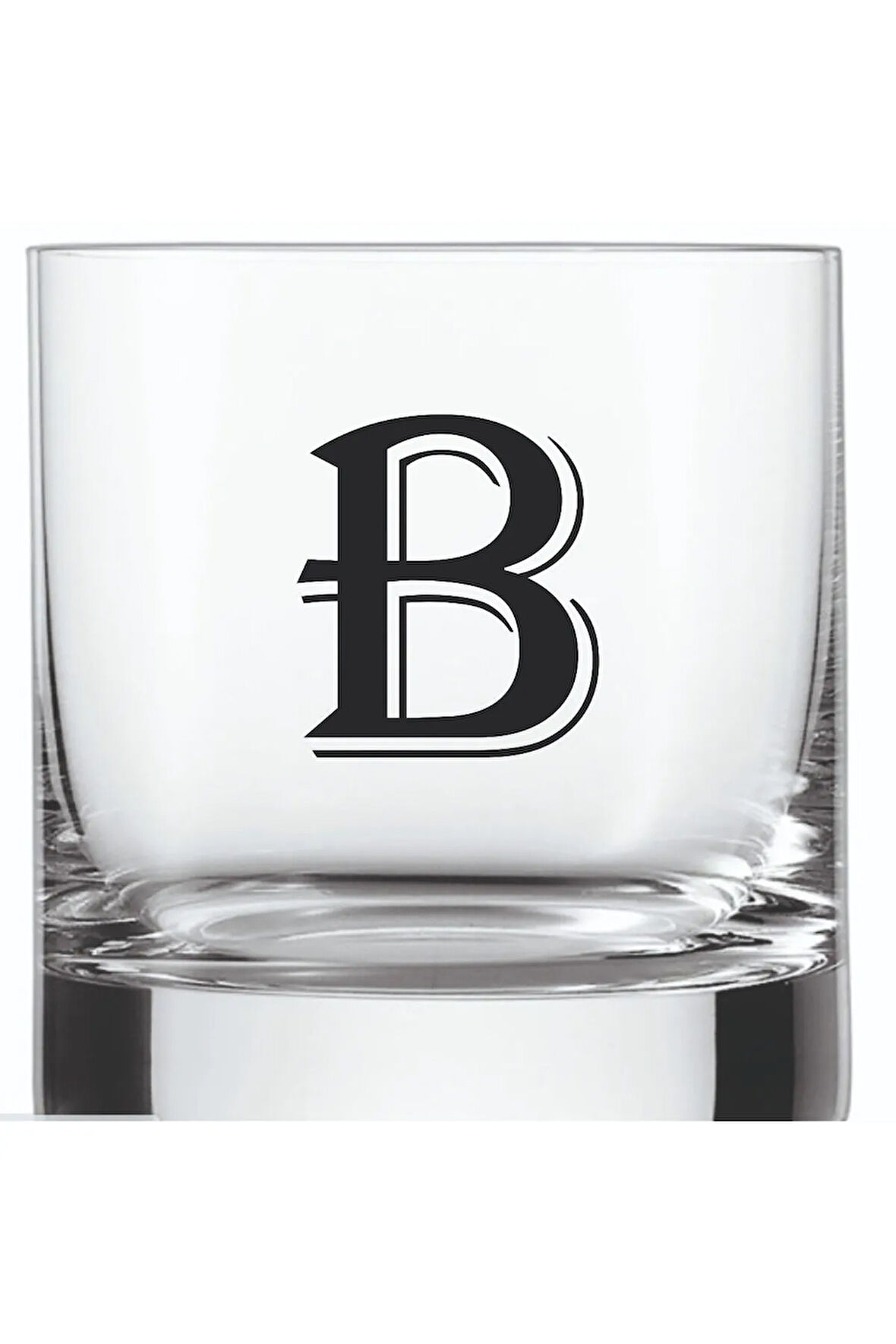 Tekli B Harf Baskılı Viski ve Meşrubat Bardağı