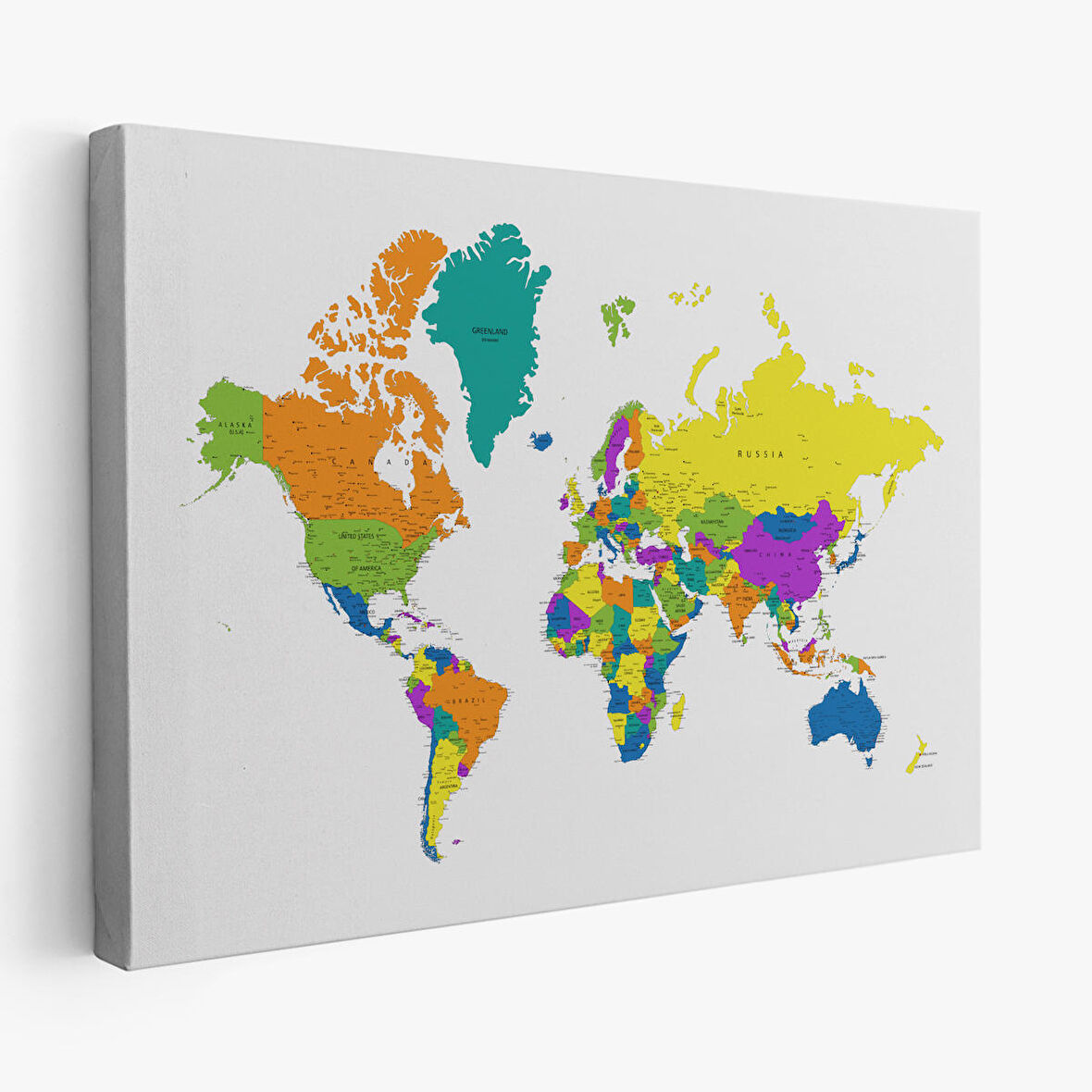 Harita Sepeti Dünya Haritası Detaylı Dekoratif Kanvas Tablo 1054