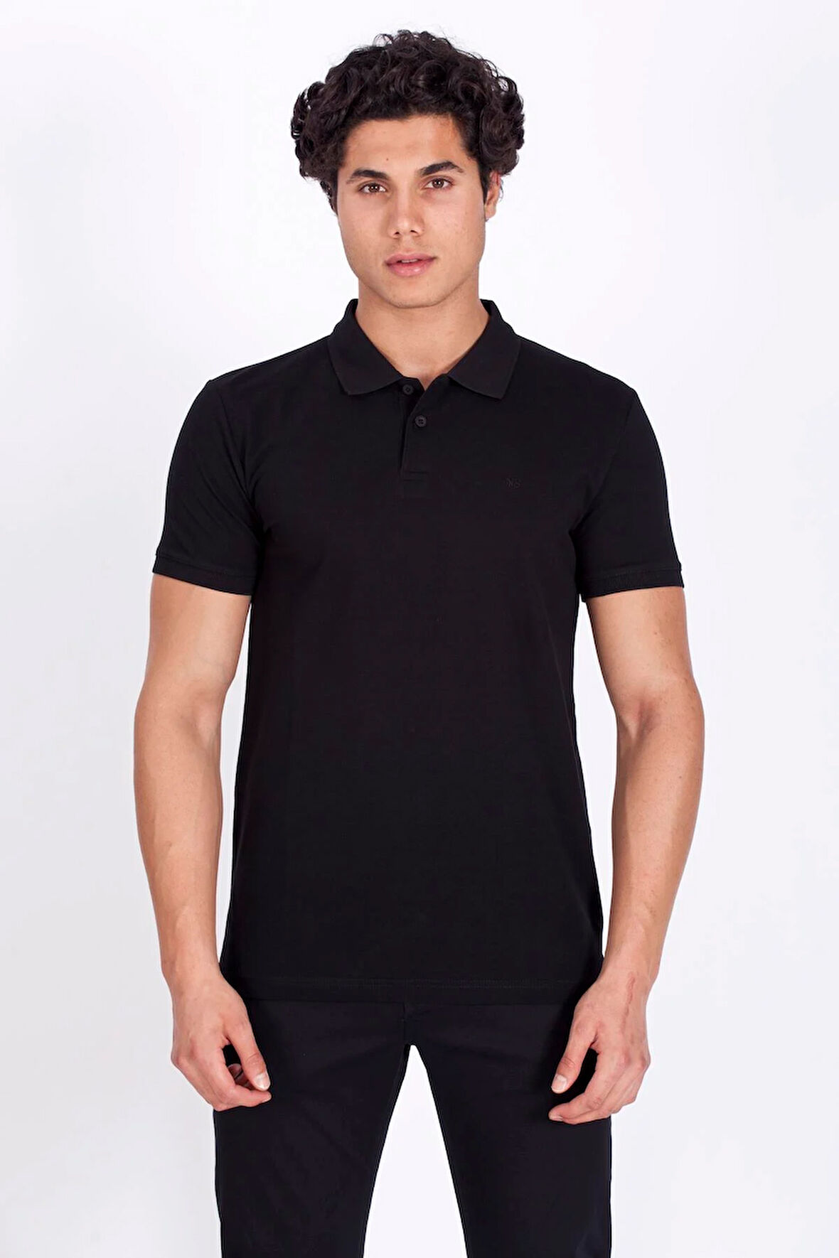 Erkek Polo Yaka Tişört Siyah %100 Pamuk Slim Fit POLO T-SHİRT NCS JEANS 1055