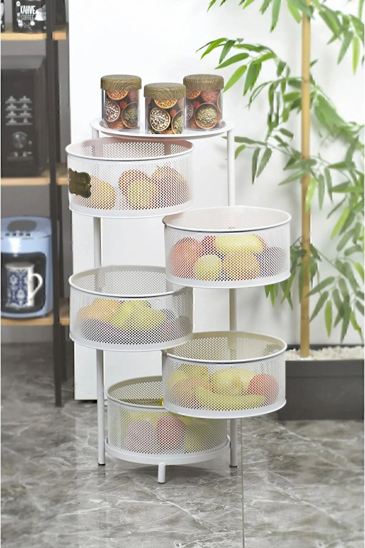 Hafsa Home 5 Katlı Açılır Kapanır Paslanmaz Metal Sebzelik (Tekerlekli)