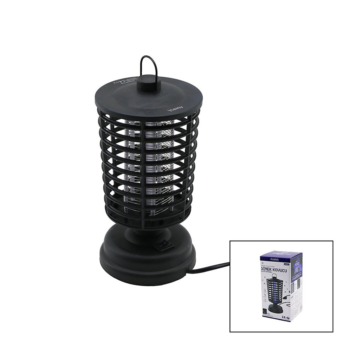 AUHMA MOSQUITO TRAP AQM-02 SİNEK CIZ ÖLDÜRÜCÜ MAKİNE FENER MODELİ MASA ÜSTÜ - ASKI HALKALI 3.6-4W 12X21.5CM (4694)