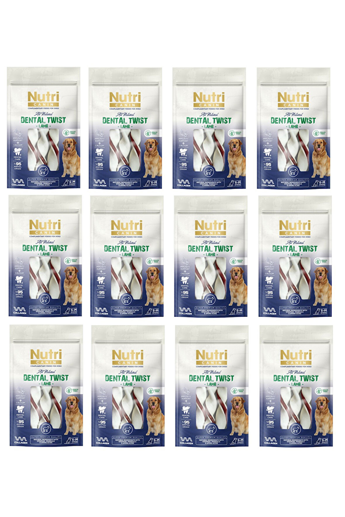 Nutri Canin Dental Twist Kuzu Etli S-M Irk İçin Köpek Ödülü 80 Gr. X 12 Adet