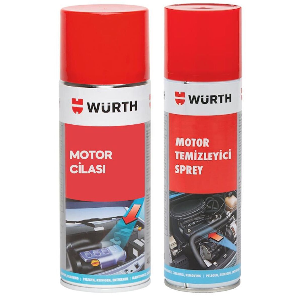 Würth Motor Temizleyici Sprey 500 ml + Würth Koruma Cilası 400 ml