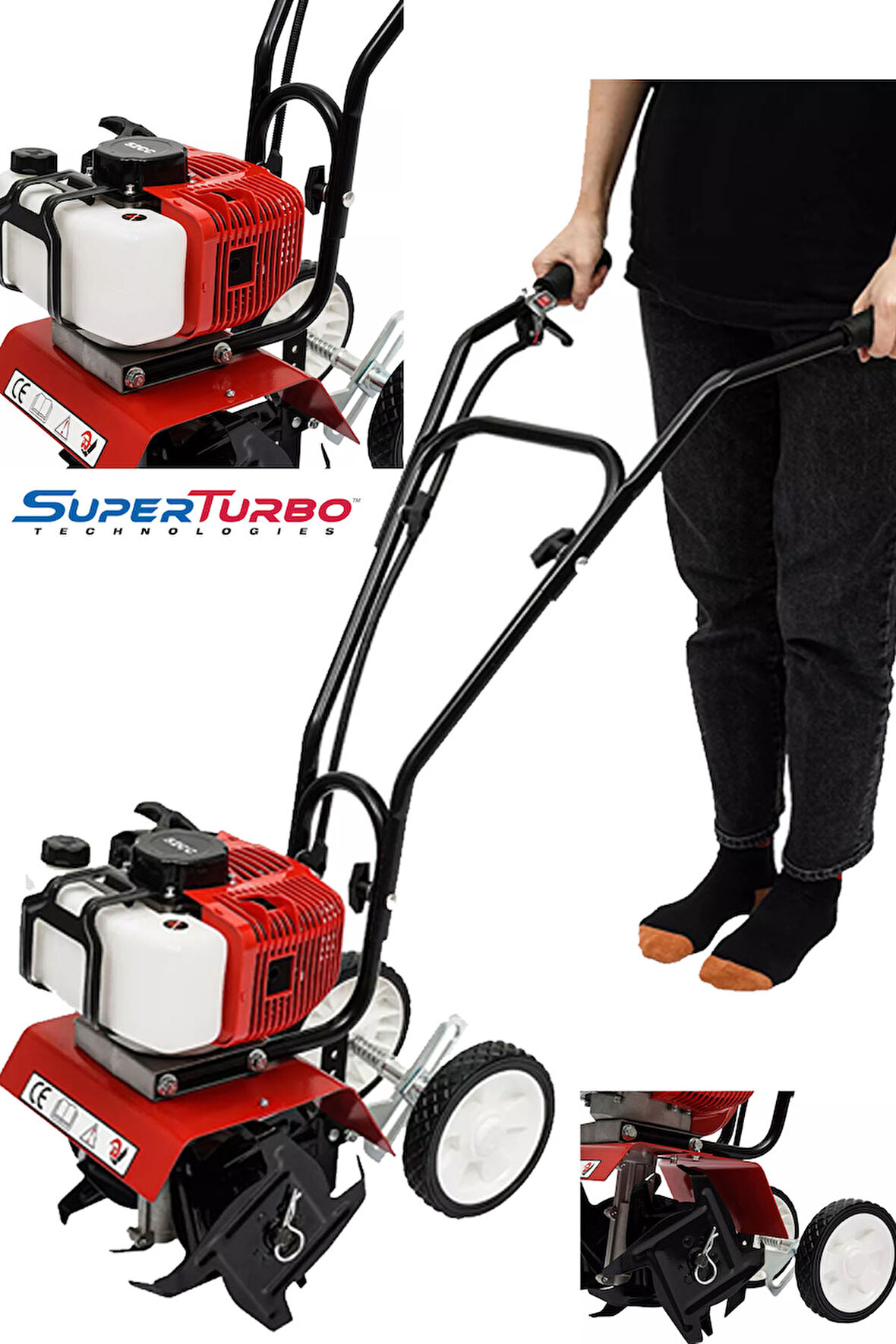 Germany 20HPX Motor Çelik Şanzıman Benzinli Ot Çalı Biçme Tekerlekli Mini Çapalama Toprak Çapası