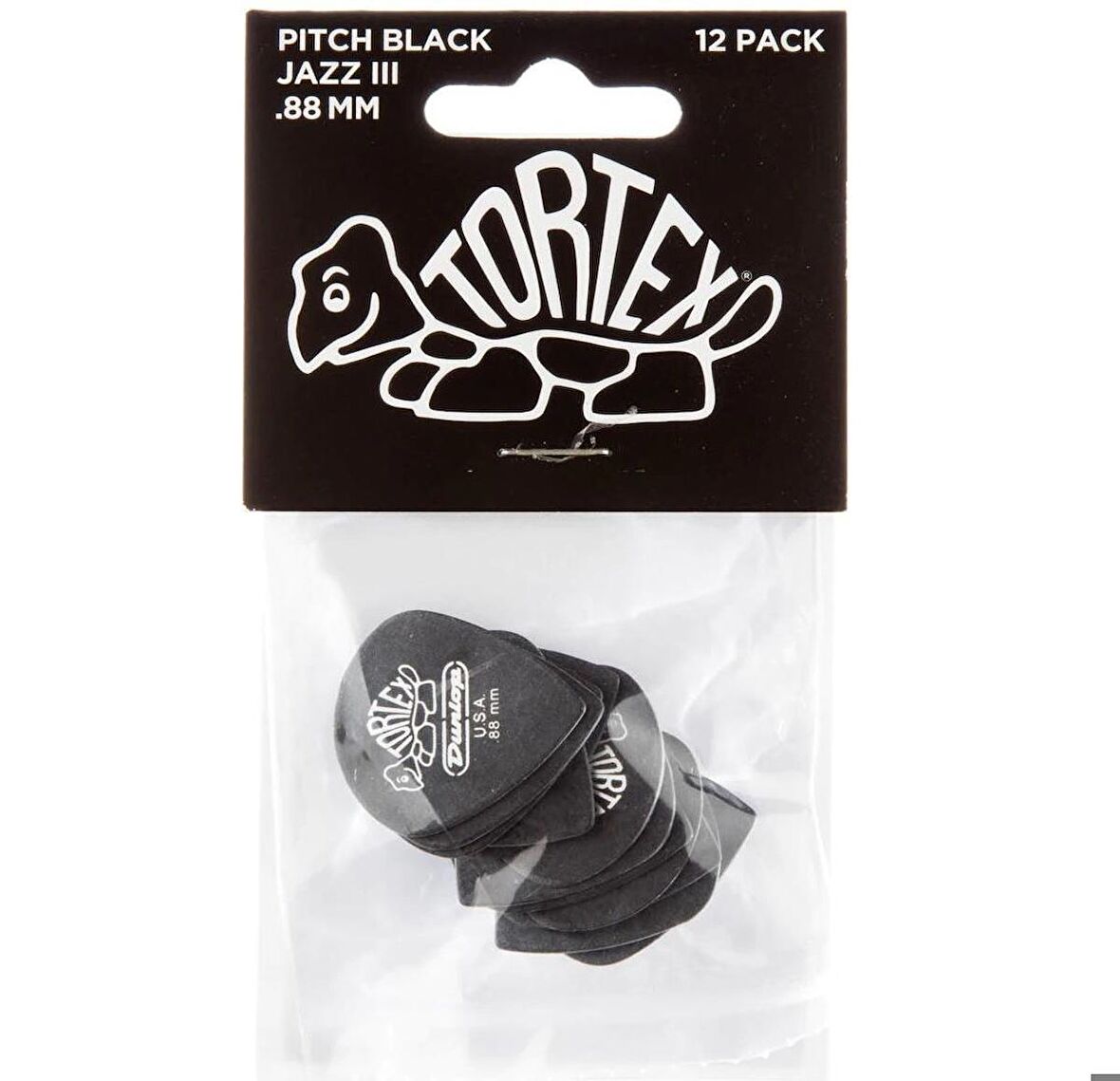 Jim Dunlop 482P.50 Tortex Pitch Black Jazz III 12li Pena Seti (0.50mm)