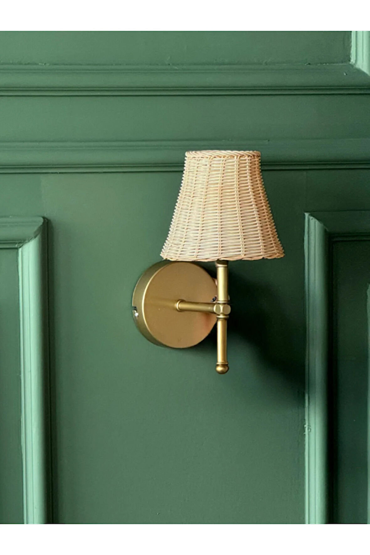 Rattan Eskitme Gold Kablosuz Pilli Ledli Duvar Aydınlatması Aplik