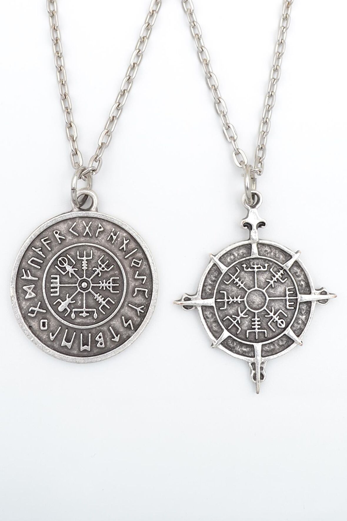 2'li Viking Pusula Erkek Kadın Kolye Seti 925 Ayar Gümüş Kaplama