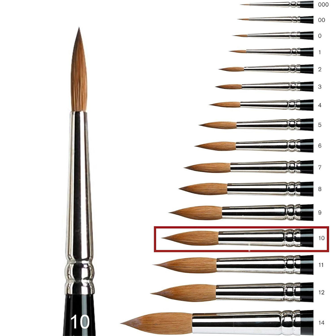 Samur 145 Serisi Yuvarlak Uçlu Sulu Boya Fırçası No:10