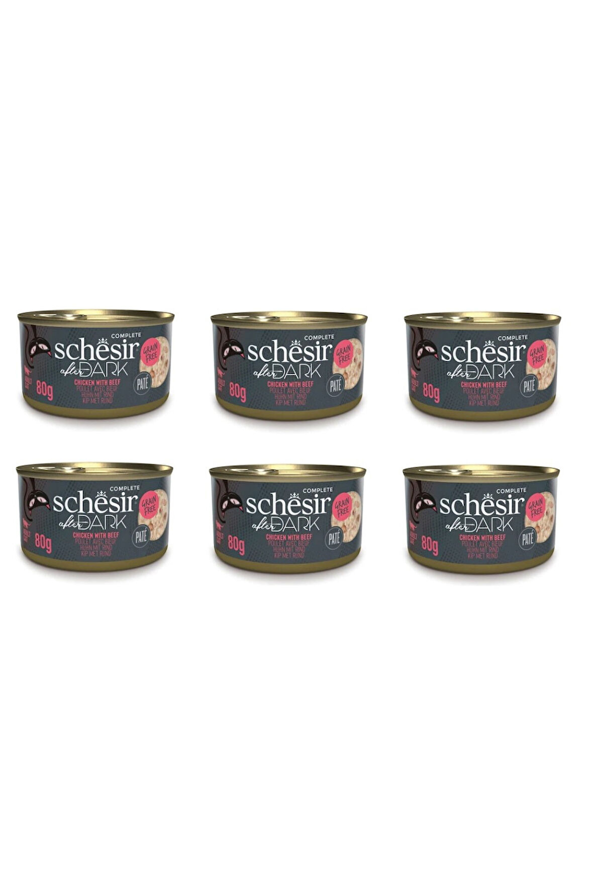 Schesir After Dark Pate Tavuk ve Sığır Etli Kedi Konserve 80 Gr. X 6 Adet