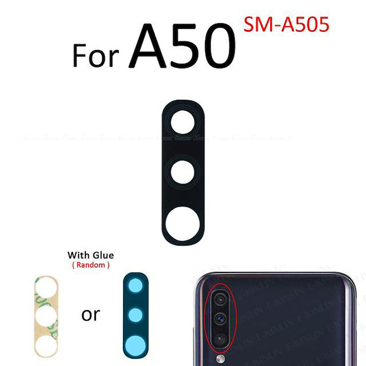 Tkgz Samsung Galaxy A50 Arka Kamera Camı Lens Yapışkanlı