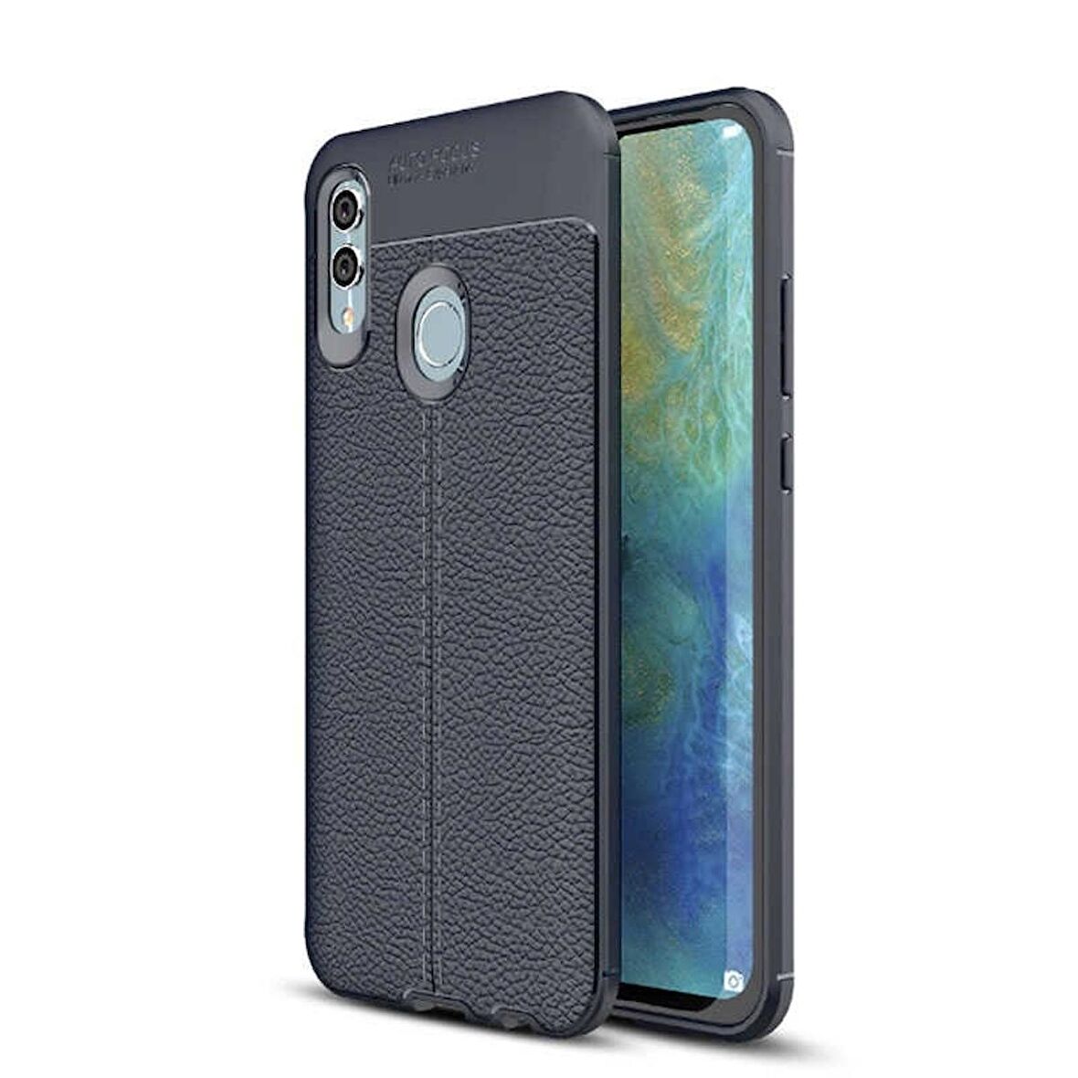 Smcase Huawei P Smart 2019 Deri Dokulu Silikon Kılıf