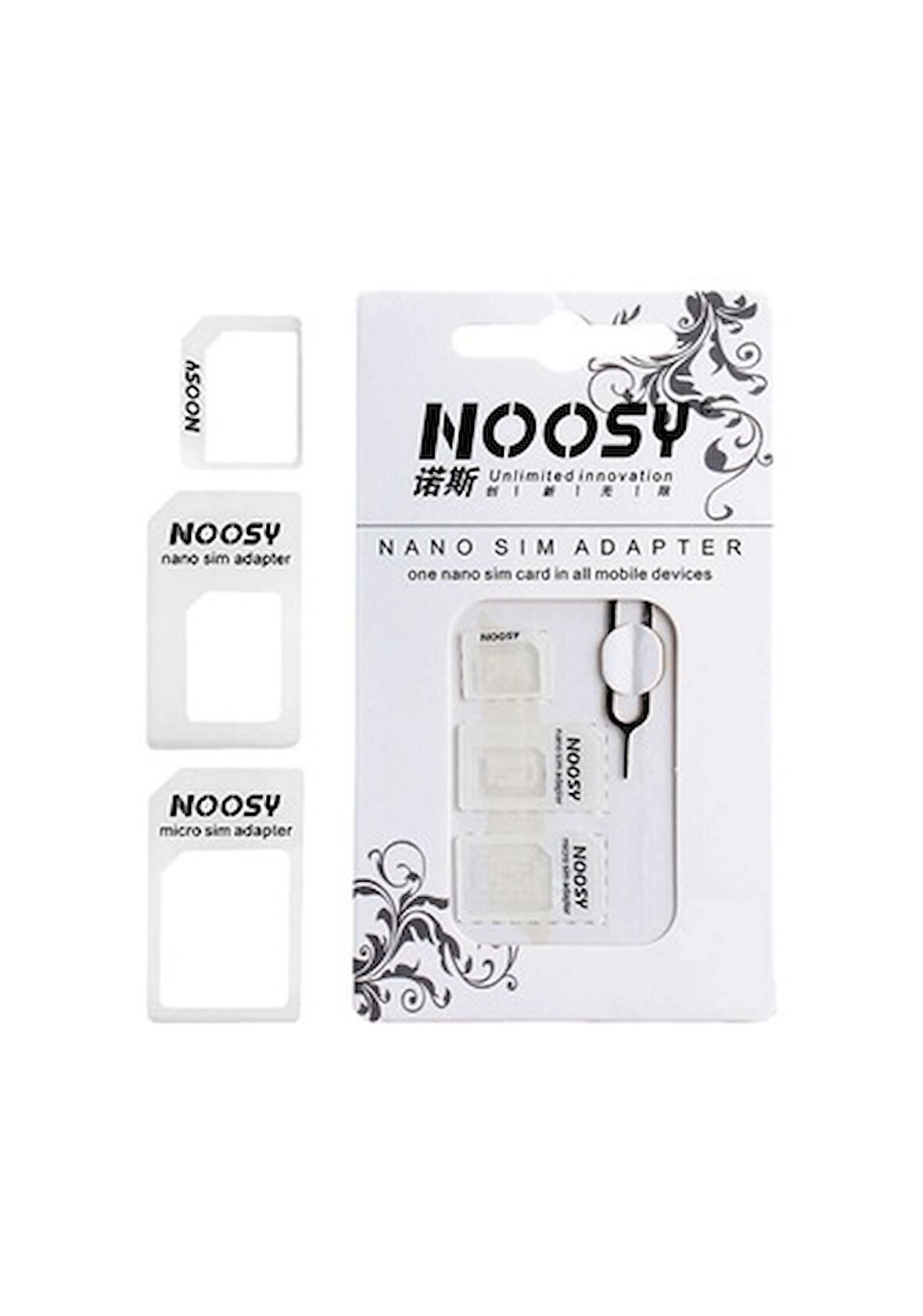 NOOSY SİM ADAPTÖR VE HAT YERİ ÇIKARMA İĞNESİ BEYAZ