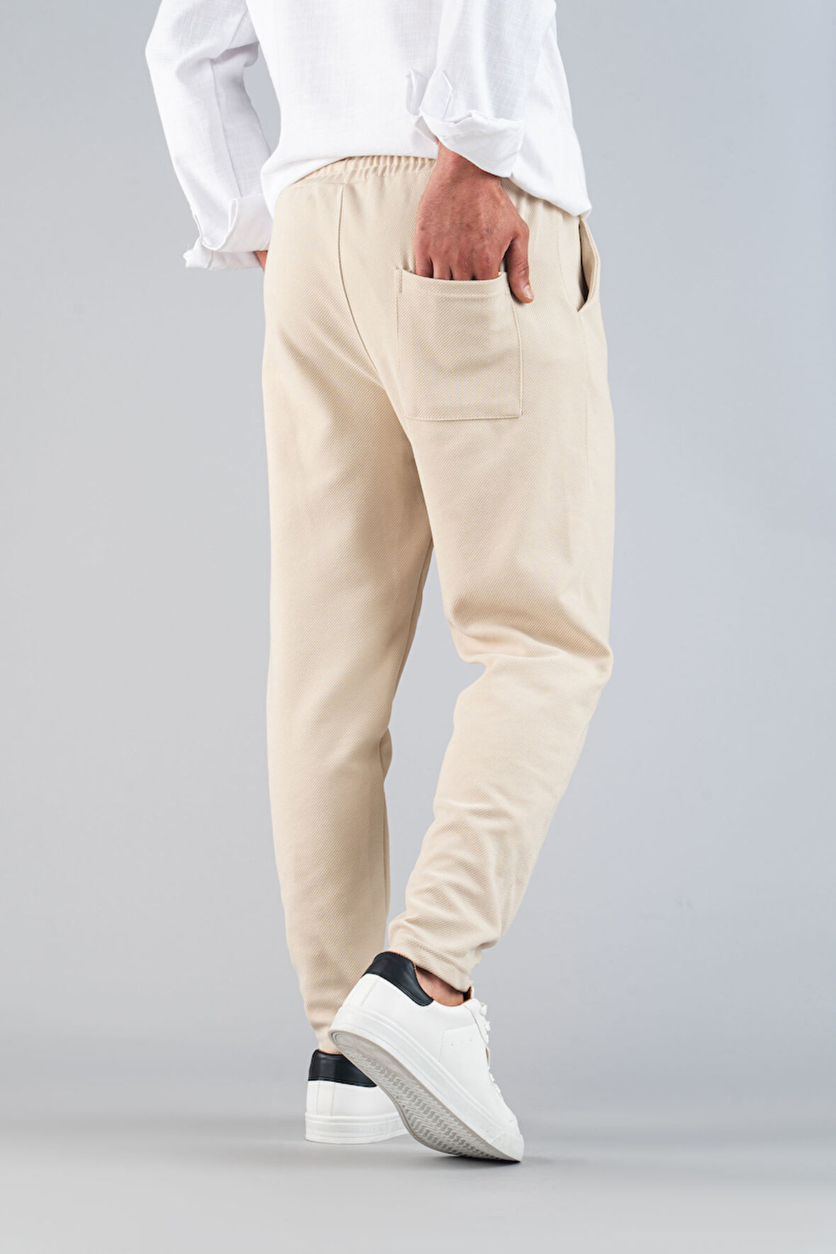 Erkek Pantolon Beli Lastikli  Slim Fit Esnek Likralı Basic Pamuklu Jogger