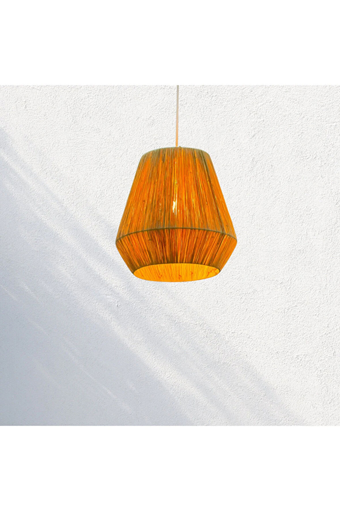 Symi Rafya Rustik Hasır Mekan Avize Sarkıt Aydınlatma Tasarımı