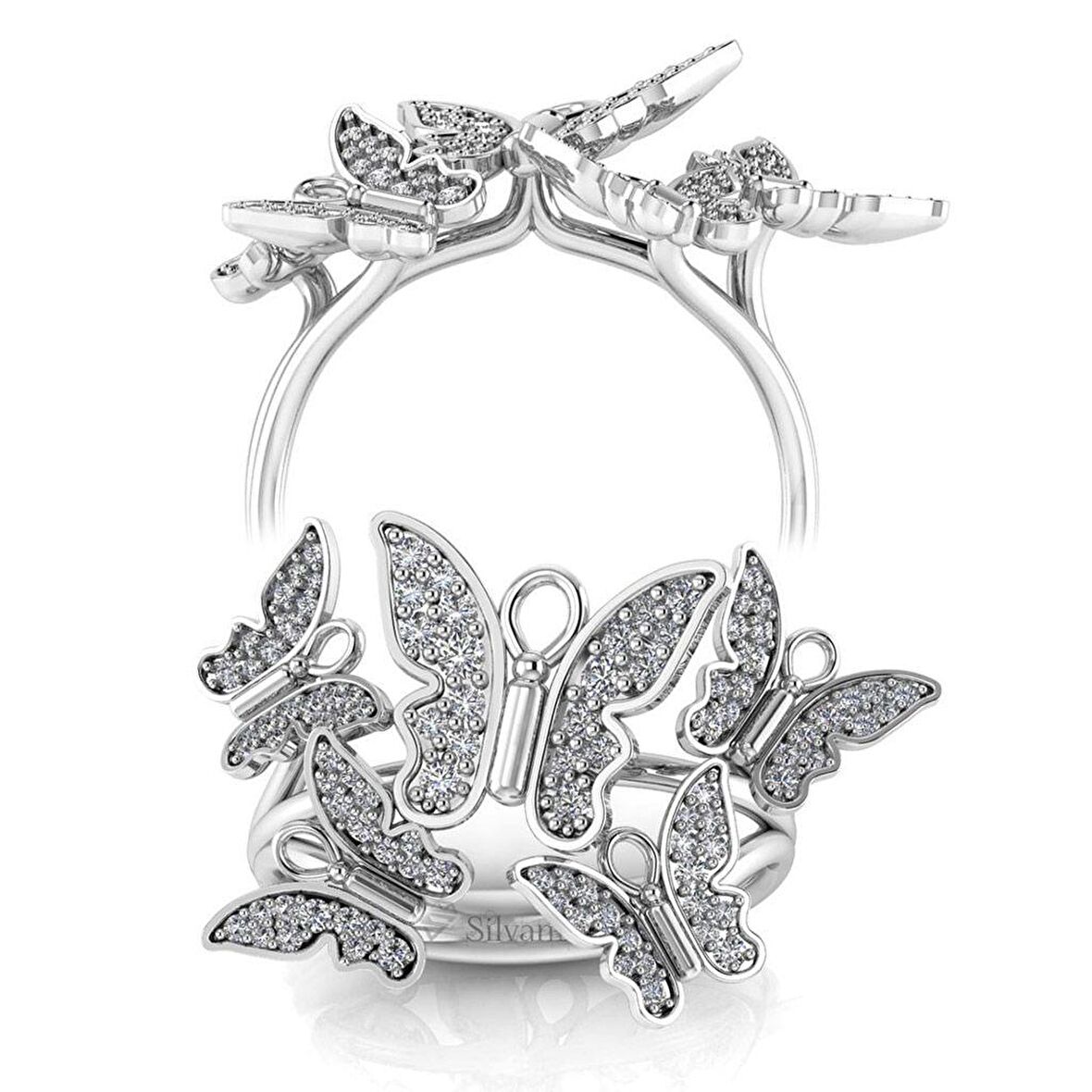 0,40 Karat Pırlanta Kelebek Yüzük