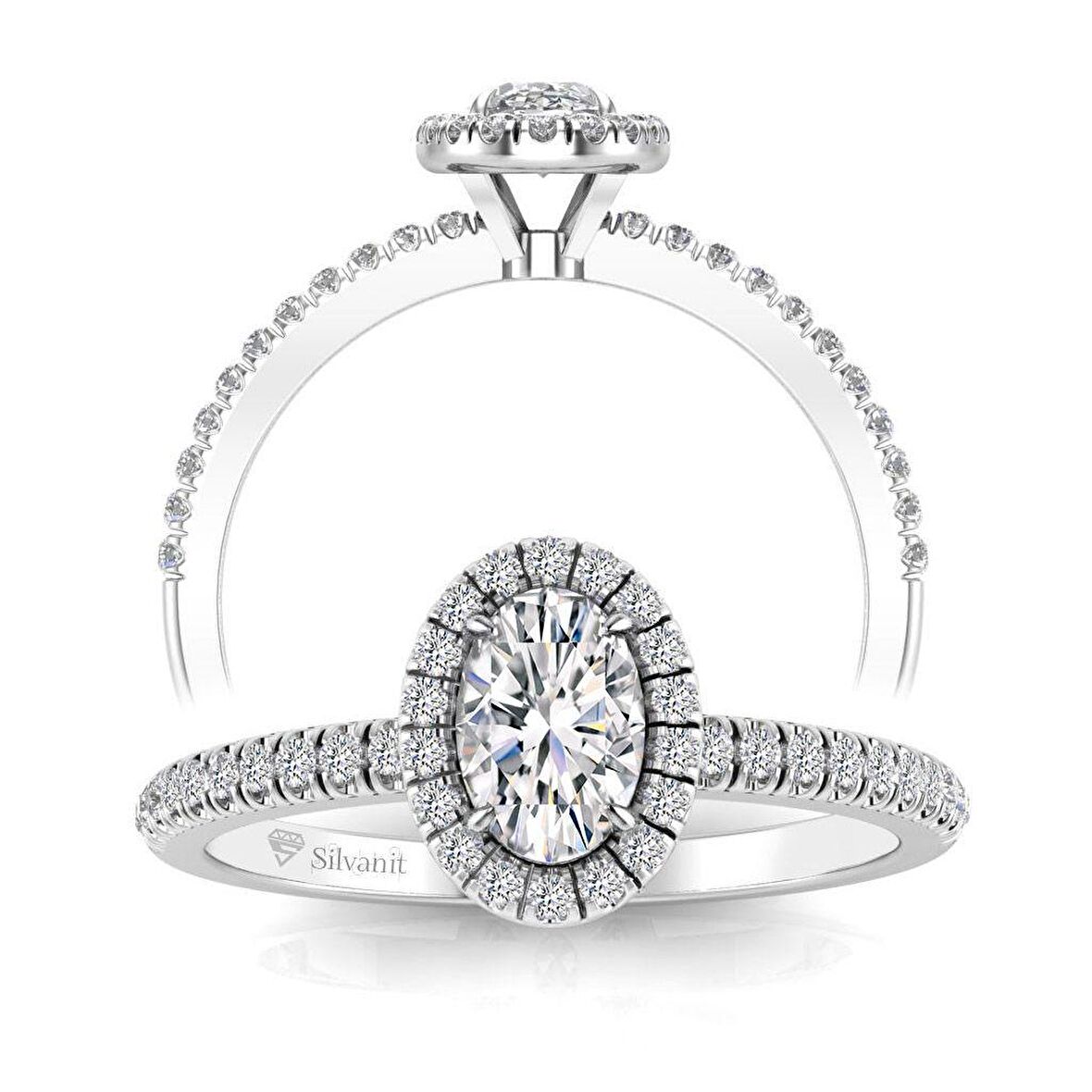 0,50 Karat F Renk Uluslararası Sertifikalı  Pırlanta Oval Yüzük