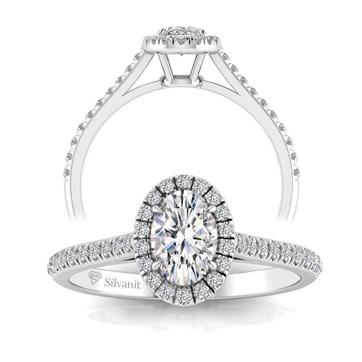 0,60 Karat F Renk Uluslararası Sertifikalı  Pırlanta Oval Yüzük