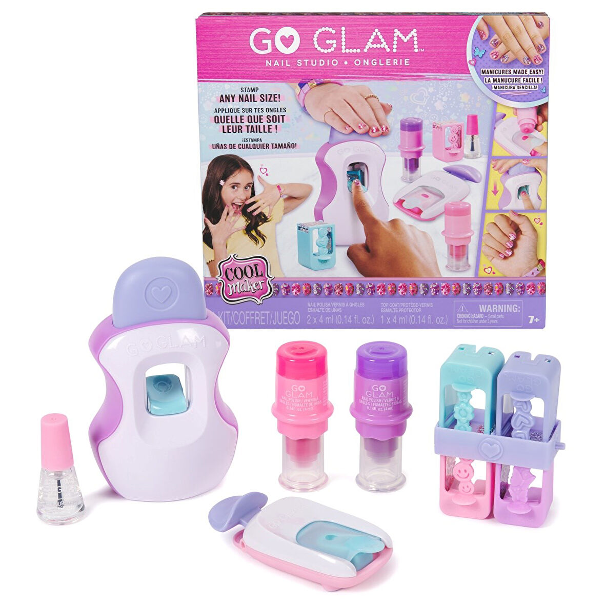 Cool Maker, GO GLAM Studio Tırnak Seti, 4 Tasarımla 200 Tırnak Stili, 2 Cila Aplikatörü ve Tırnak