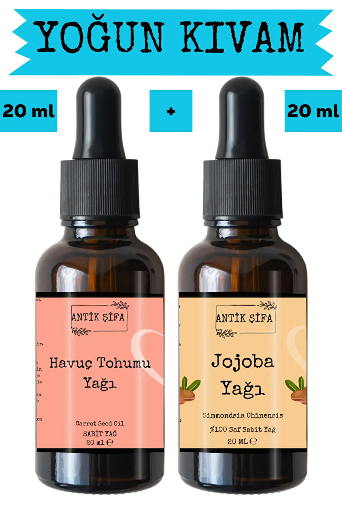Havuç Tohumu Yağı ve Jojoba Yağı 2 x 20 ml - %100 Soğuk Sıkım Saf