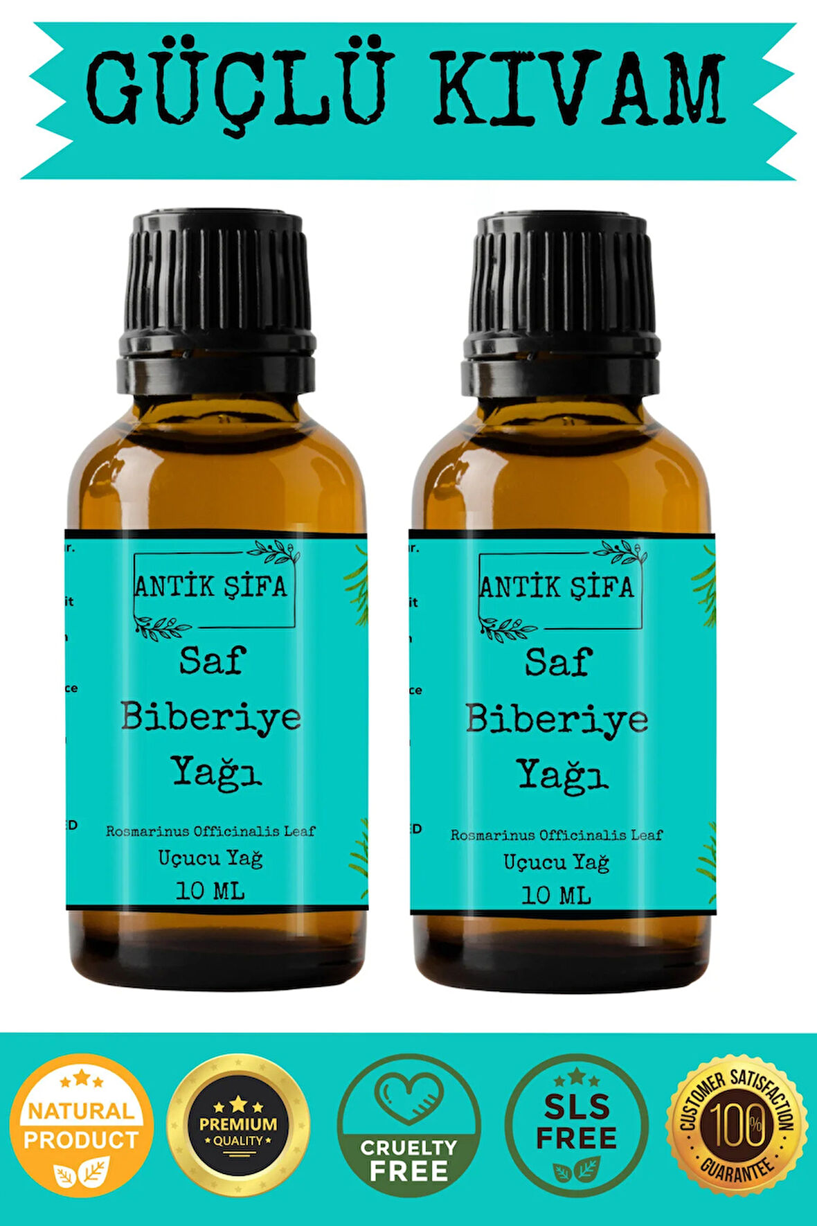 Biberiye Yağı (10ml + 10 ml)- %100 Saf Seyreltilmemiş Biberiye Uçucu Yağı