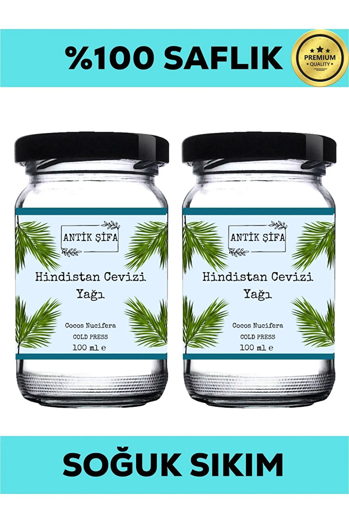 %100 Saf Hindistan Cevizi Yağı - Soğuk Sıkım (2 X 100ML)