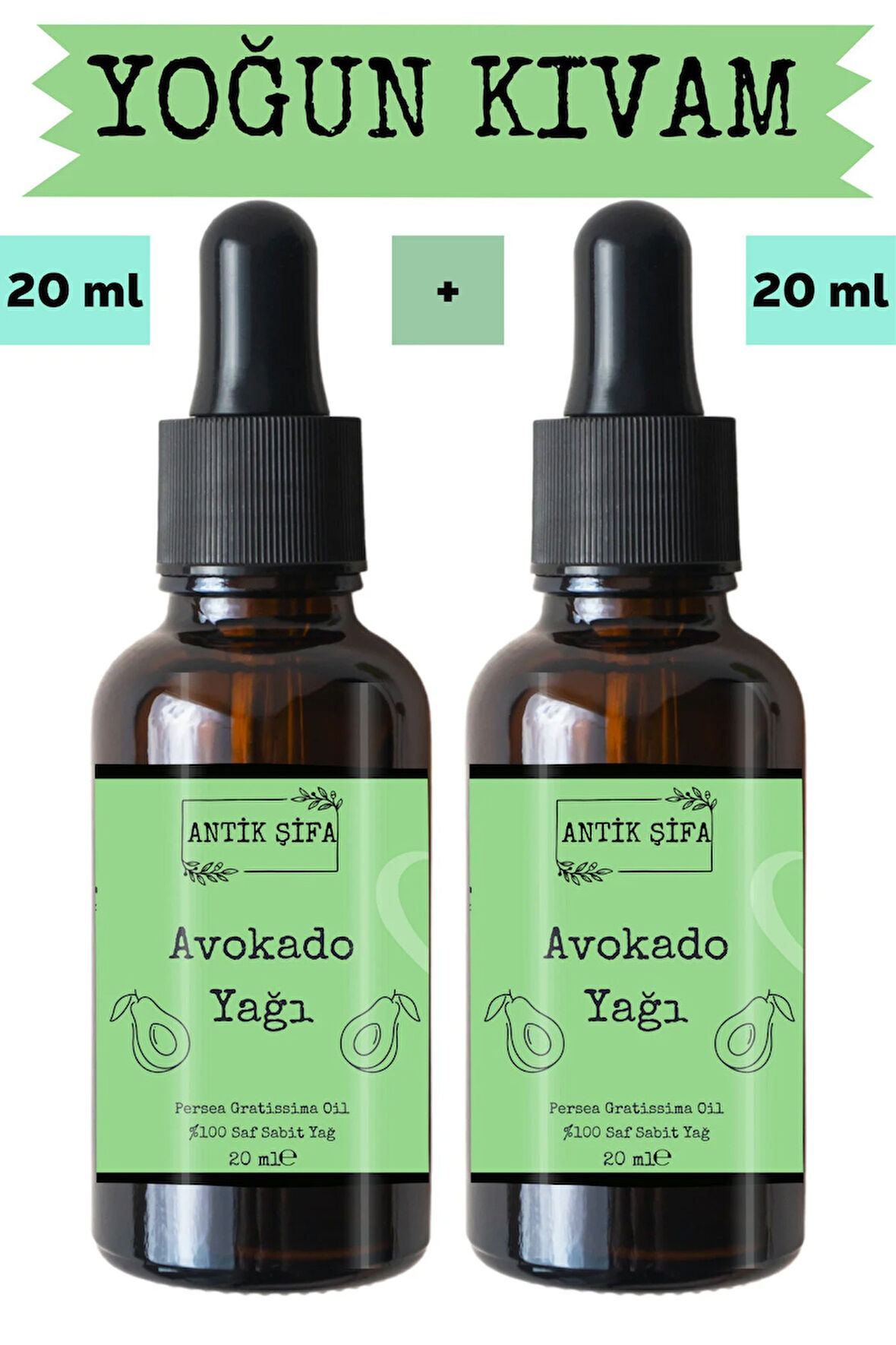 Avokado Yağı (2 X 20 ML) - %100 Seyreltilmemiş, Doğal Avokado Sabit Yağ