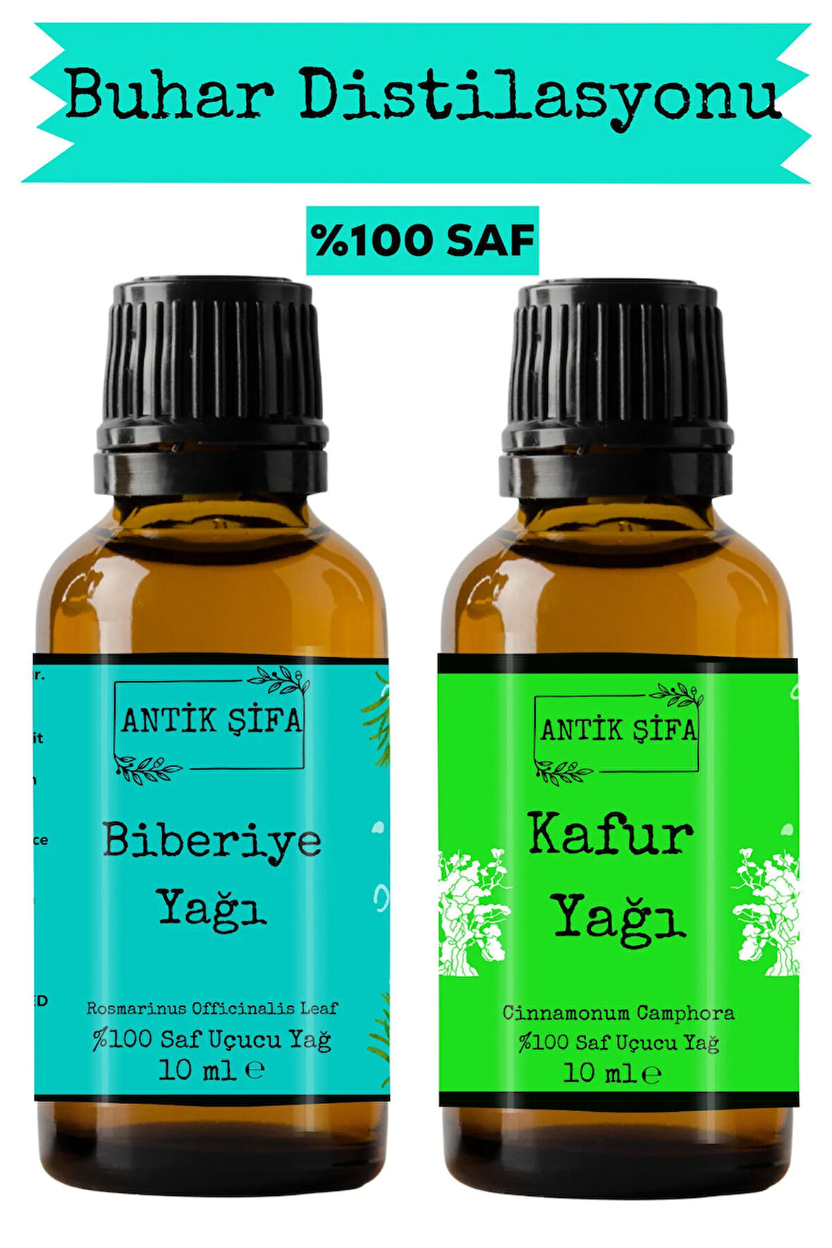 Biberiye Yağı Ve Kafur Uçucu Yağı (10ML 10 ML)- %100 Seyreltilmemiş, Doğal