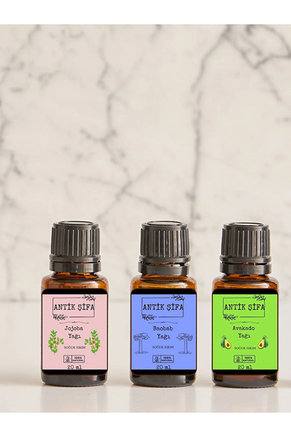 Anti-aging Besleyici Doğal Ve Saf Yağ Seti (baobab, Avakado, Jojoba Yağı) - 3 X 20 Ml