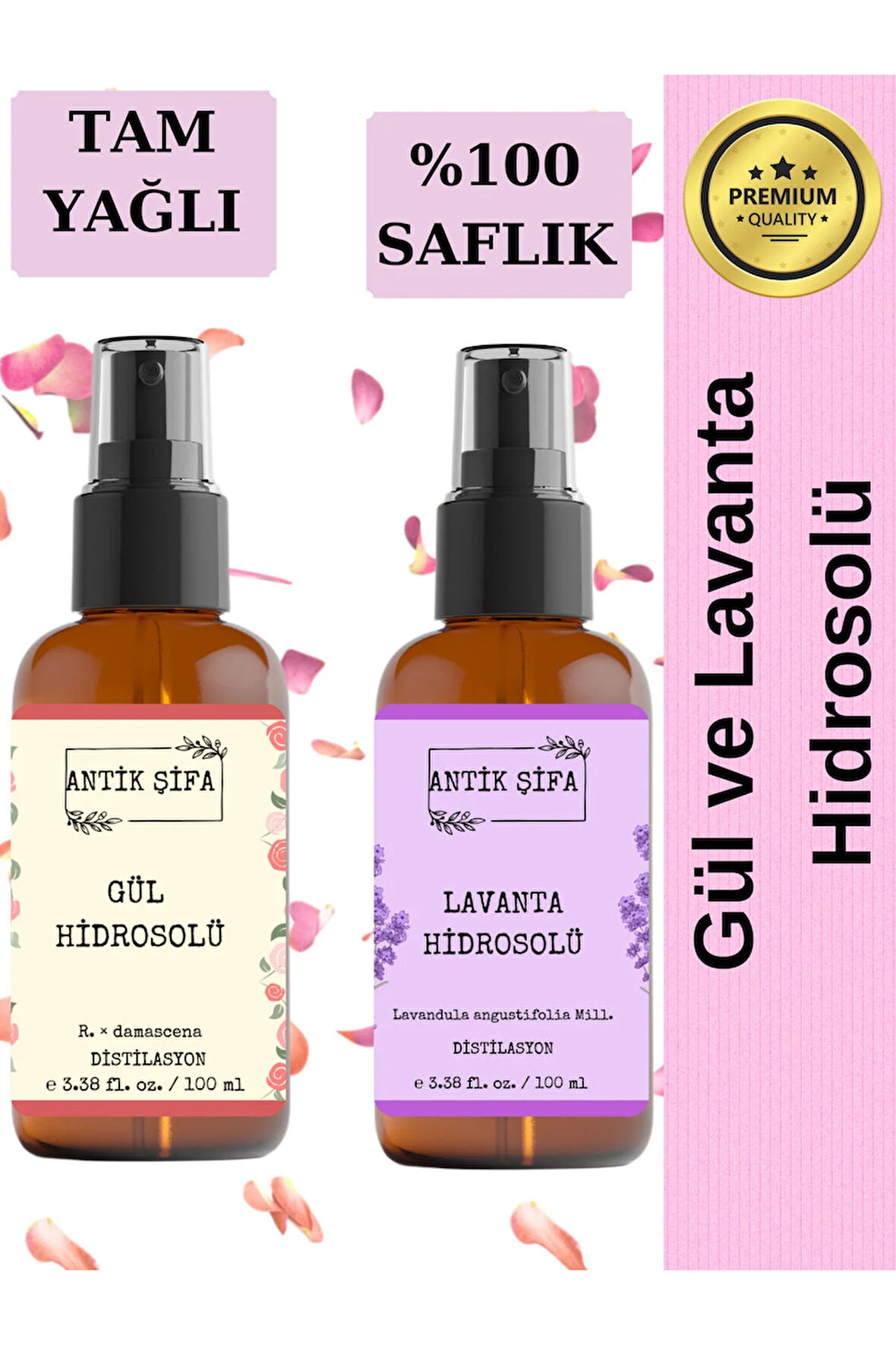 %100 Doğal Gül Suyu Ve Lavanta Suyu - 2li Hidrosol Seti (2x100ml)