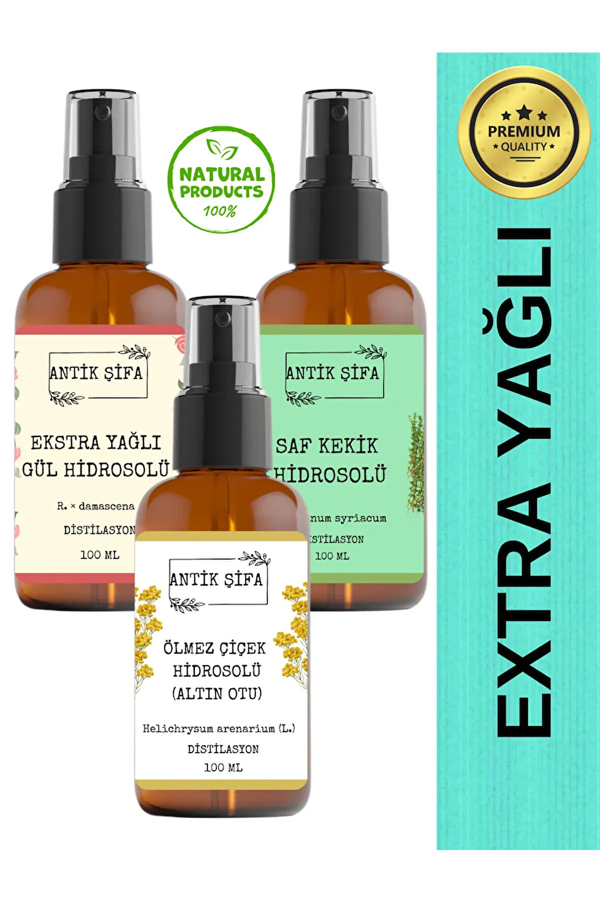 Anti Dark Spot Hidrosol Seti - Ölmez Çiçek Gül Ve Kekik Suyu 3 X 100 ml