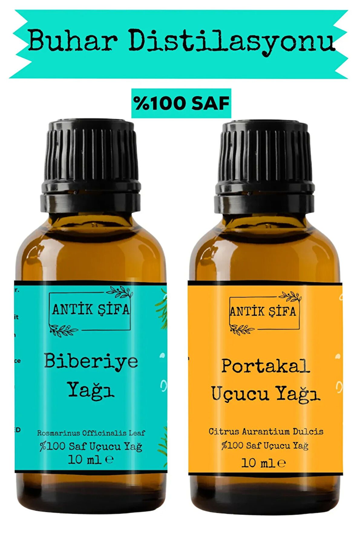 Biberiye Yağı ve Portakal Kabuğu Uçucu Yağı (10ml + 10 ml)- %100 Saf Seyreltilmemiş