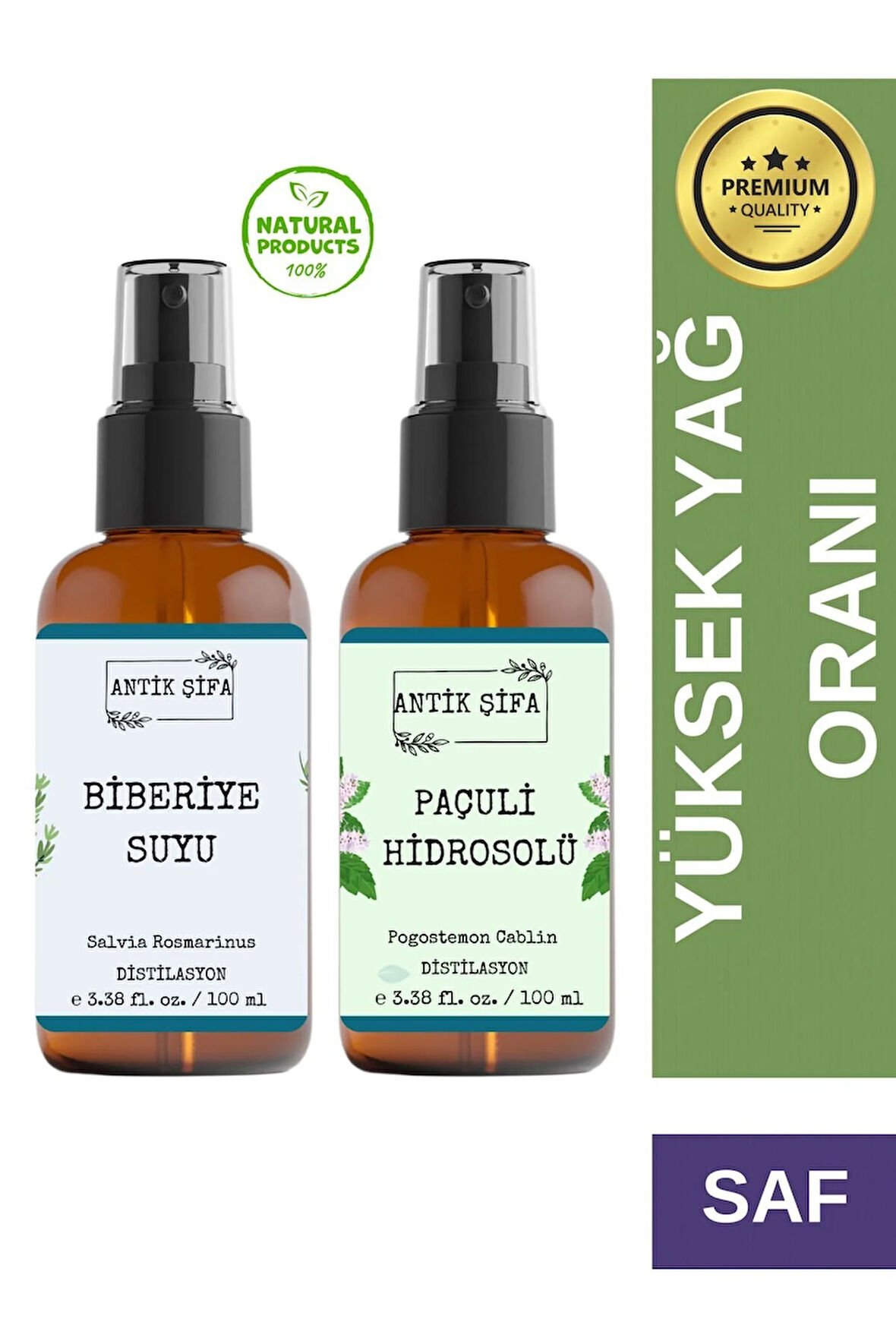 Biberiye Suyu Ve Paçuli Suyu Seti - Tazeleyici Hidrosolü Seti (2X100ML)