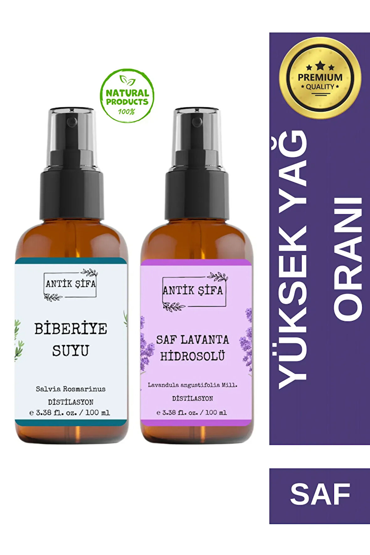 Biberiye Suyu Ve Lavanta Suyu Seti - Doğal Biberiye Saç Toniği Seti (2X100ML)