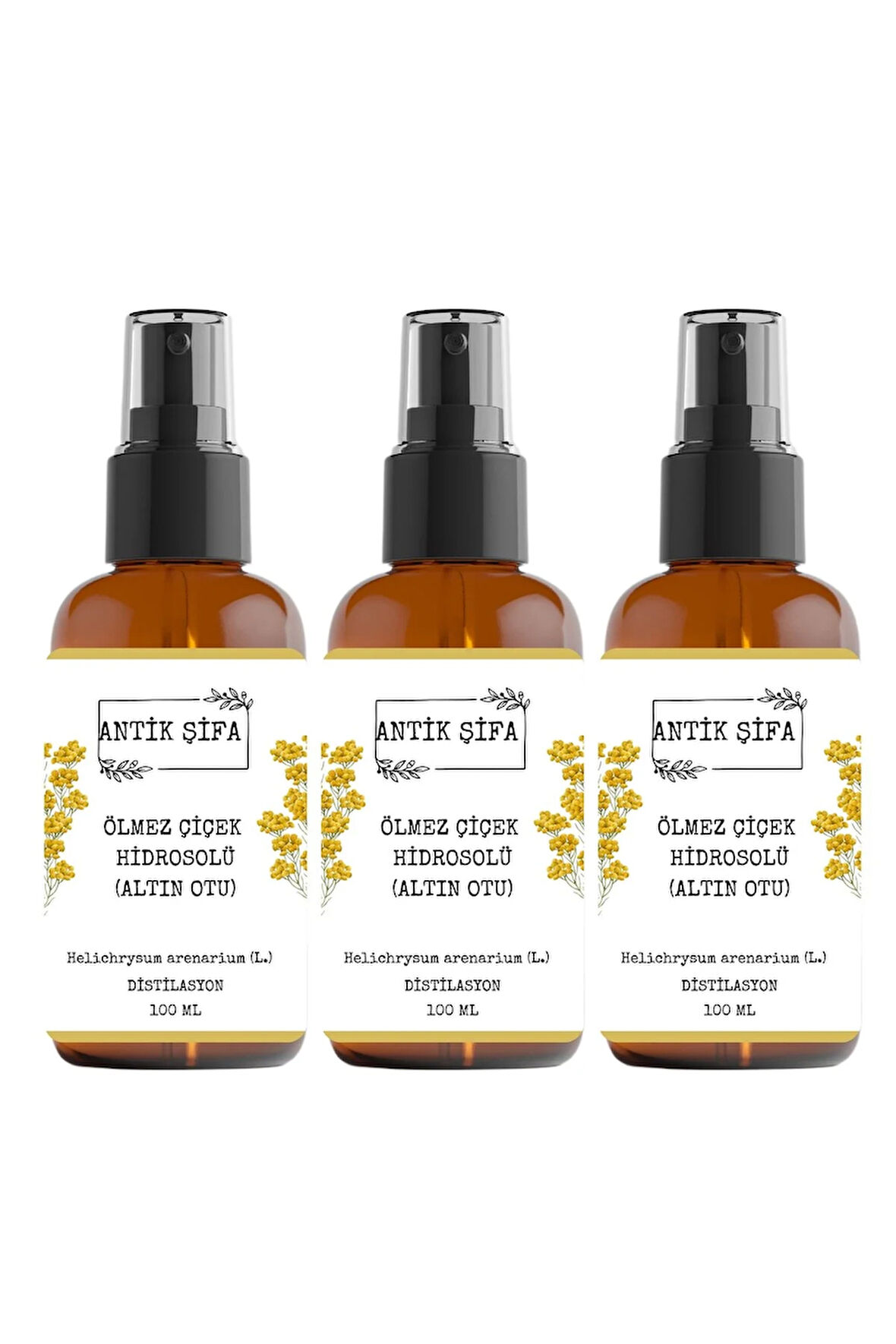 %100 Saf Ölmez Çiçek Suyu - Altınotu Hidrosolü (3 X 100ML)