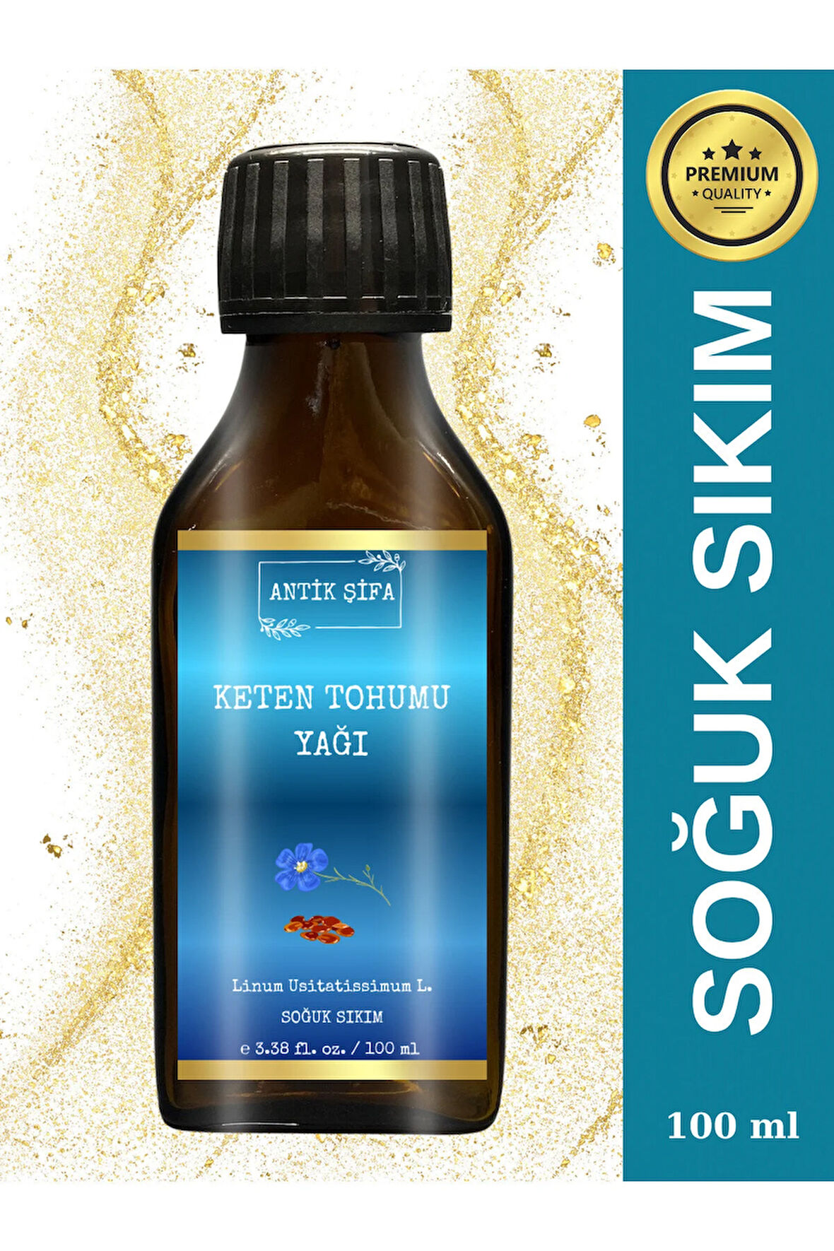 Keten Tohumu Yağı 100 ml - %100 Saf, Doğal Soğuk Sıkım 2024 Yerli Üretim