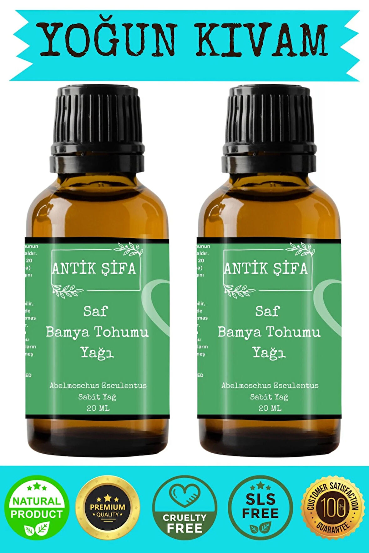 Soğuk Sıkım Saf Bamya Tohumu Yağı - (20ml+20 ml)