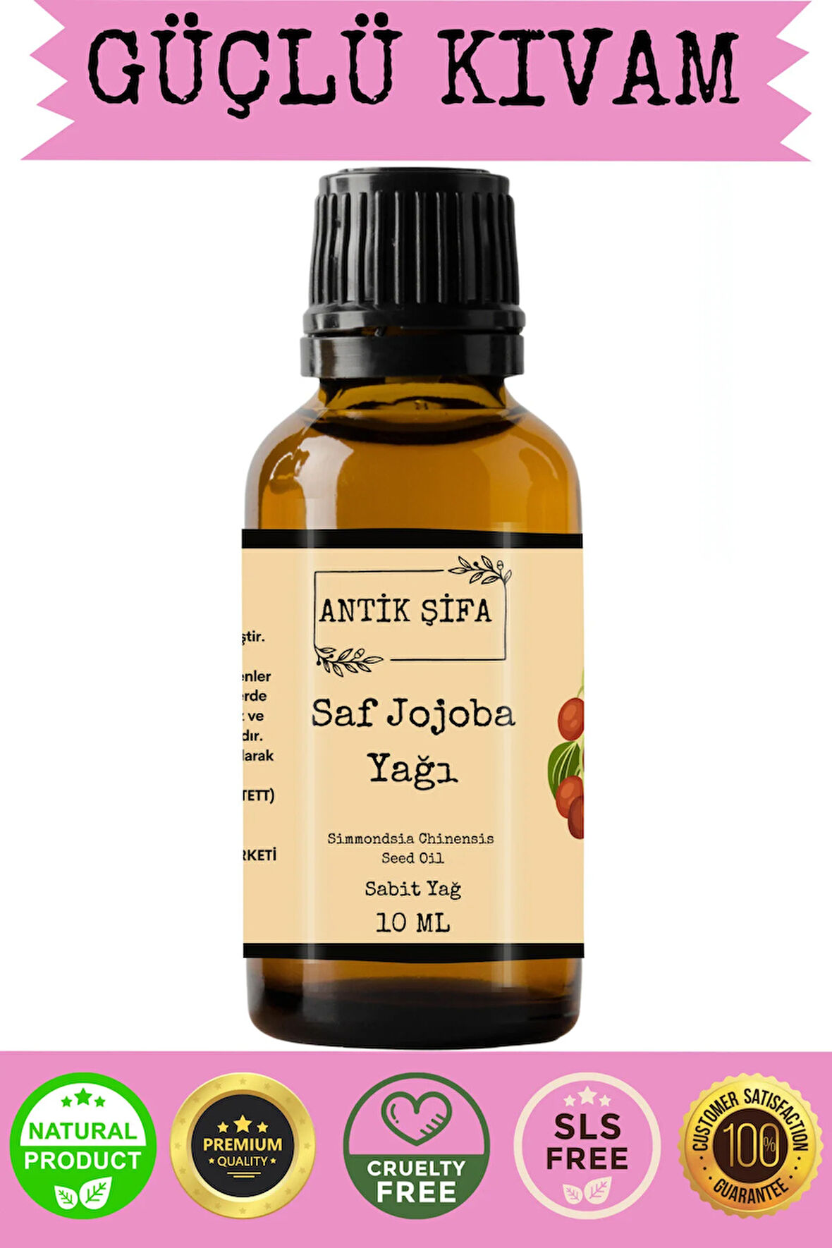 %100 Saf Soğuk Sıkım Jojoba Yağı - (10ml)