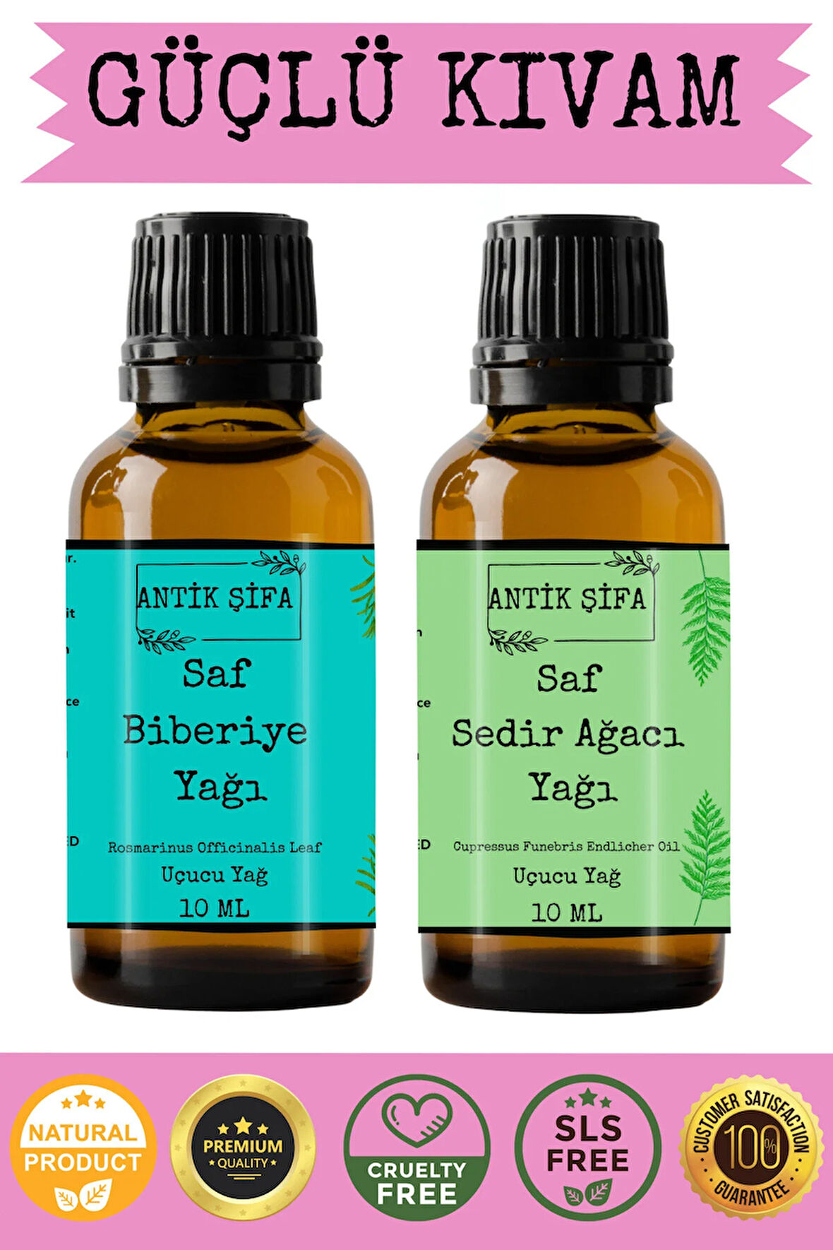 Biberiye Yağı ve Sedir Uçucu Yağı (10ml + 10 ml)- %100 Saf Seyreltilmemiş