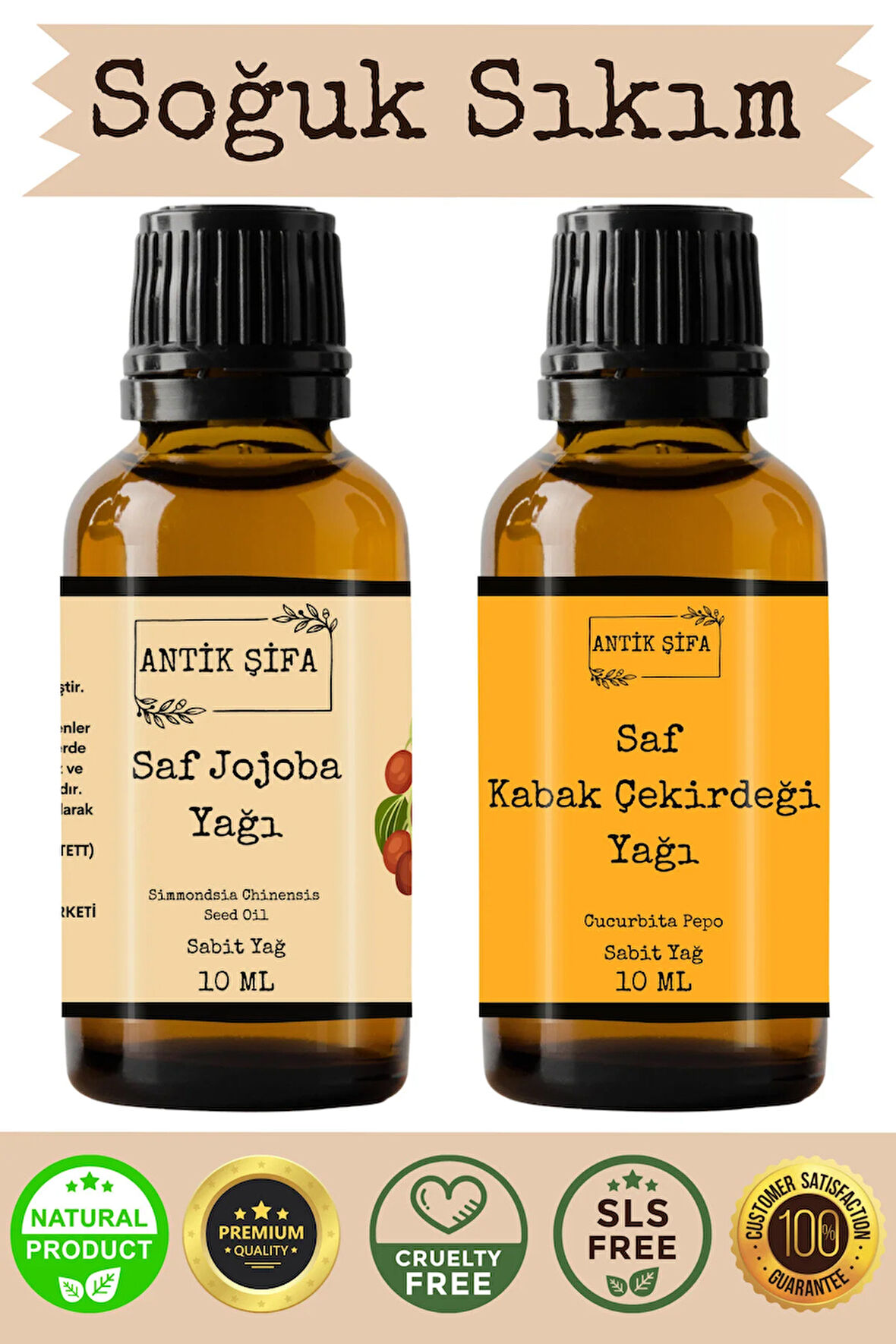 Jojoba Yağı Ve Kabak Çekirdeği Yağı - (10ML 10ML) Doğal Ve Saf