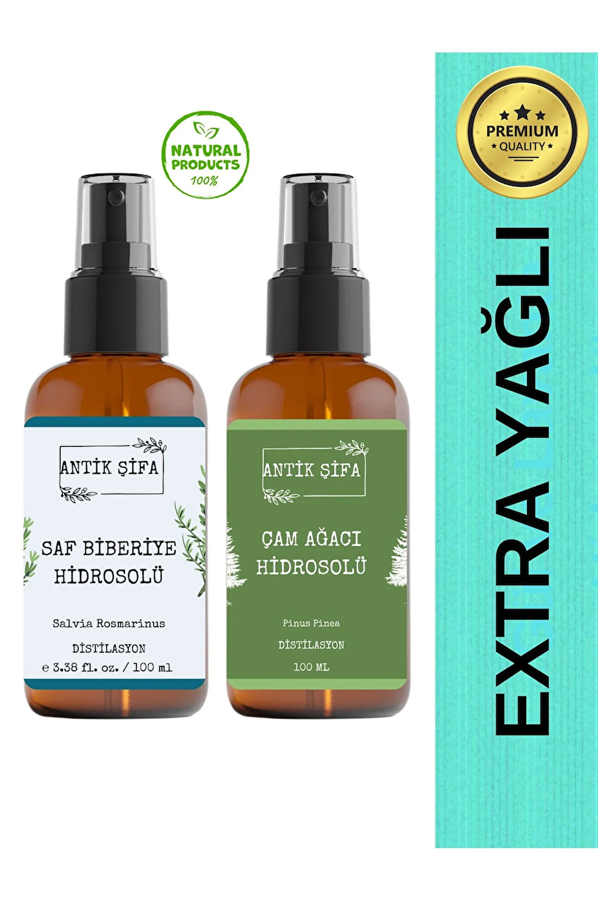 Biberiye Suyu Ve Çam Ağacı Suyu Seti - Pürüzsüzlük Hidrosolü Seti (2X100ML)