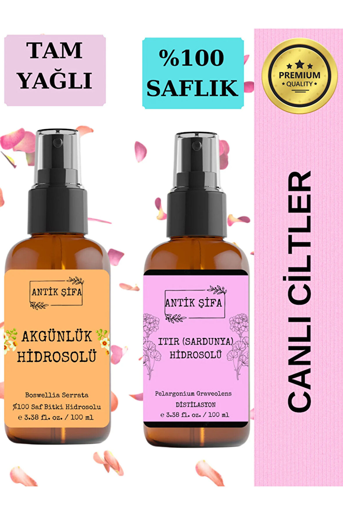 Akgünlük Suyu Ve Itır Suyu (100ML 100ML) - Doğal Ak Günlük, Sığla Ve Sardunya Hidrosolü