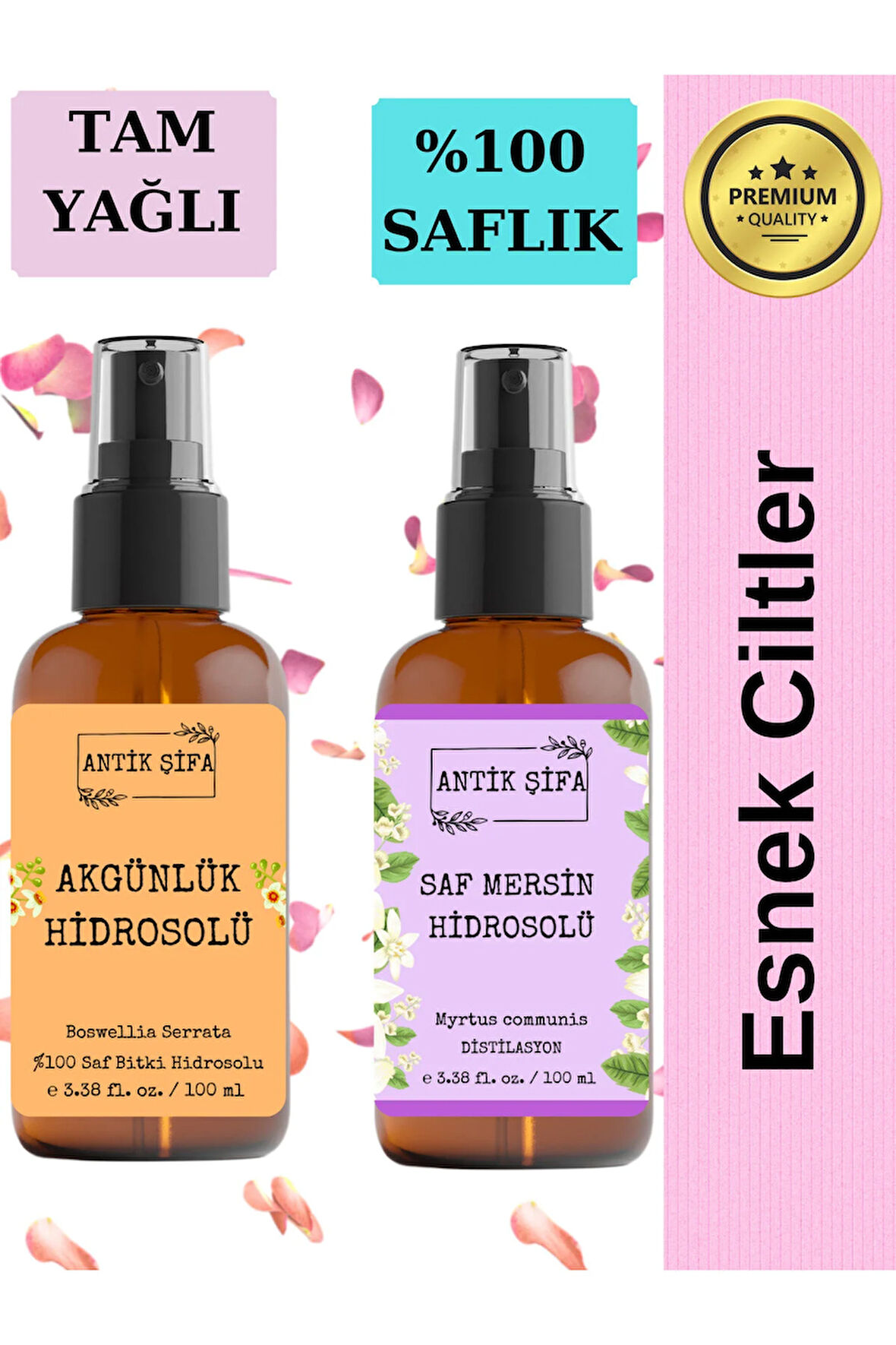 Akgünlük Suyu ve Mersin Suyu 100 ml+100 ml Doğal  Sığla Hidrosolü