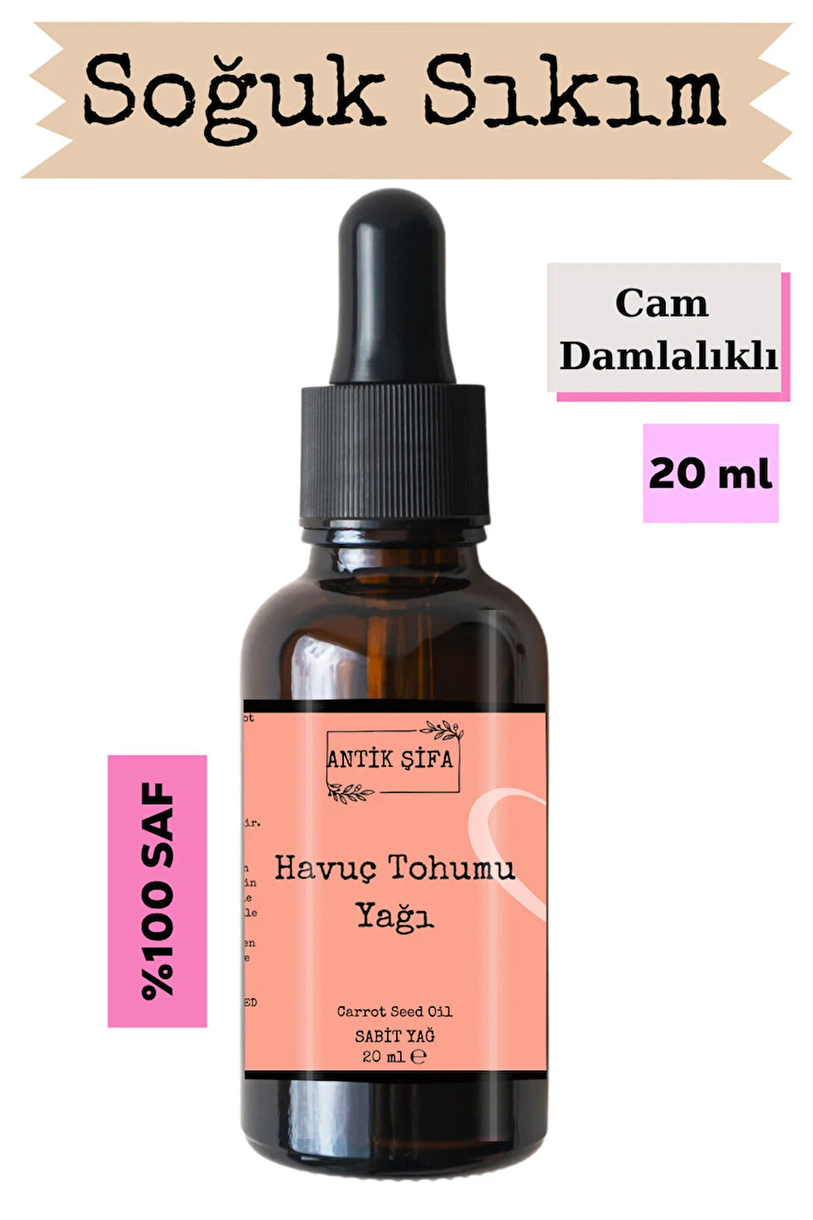 Havuç Tohumu Yağı 20 ml - %100 Soğuk Sıkım Saf Havuç Yağı