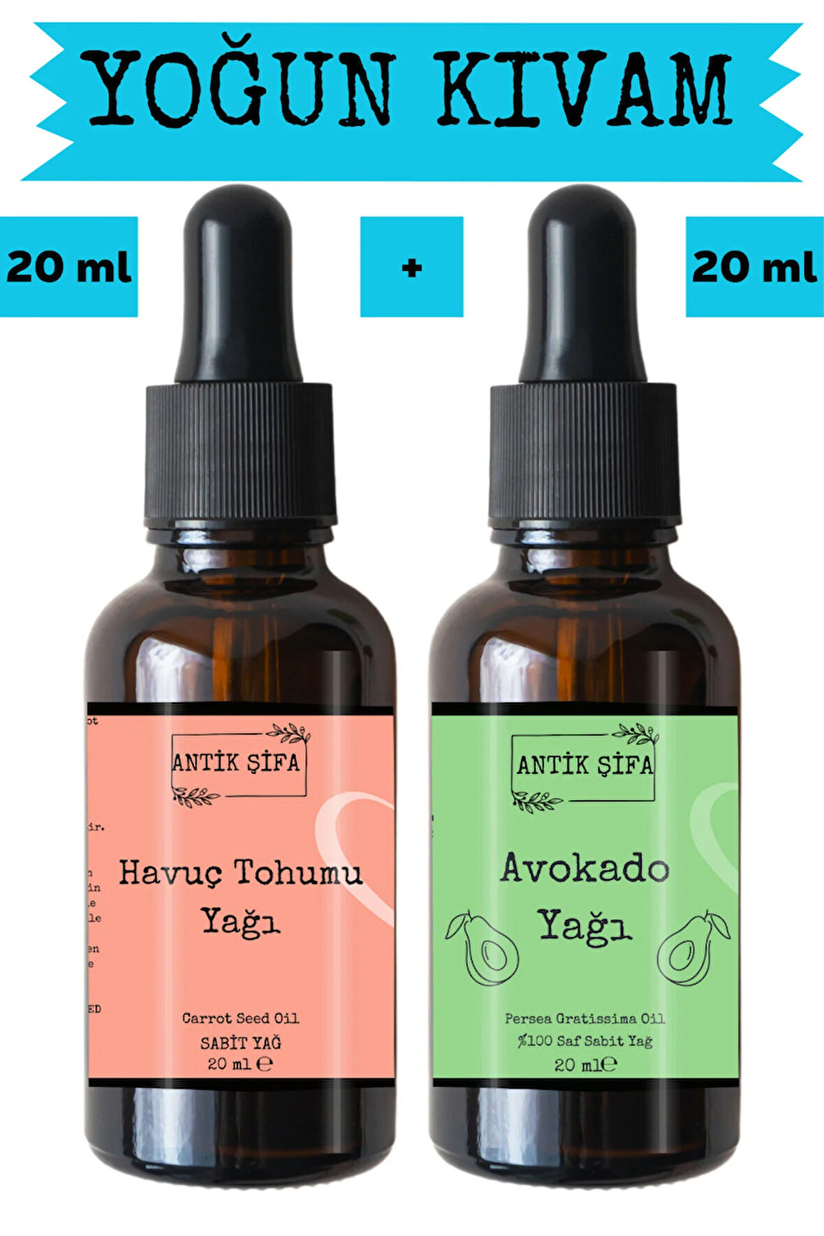 Havuç Tohumu Yağı ve Avokado Yağı 2 x 20 ml - %100 Soğuk Sıkım Saf