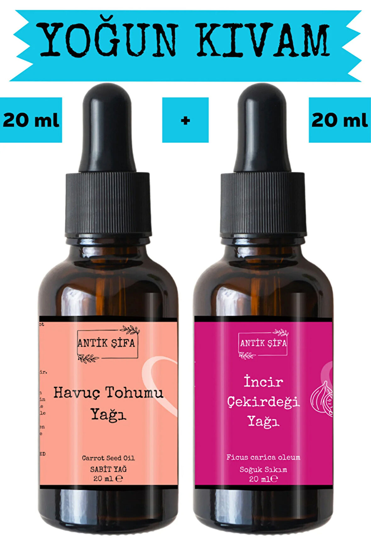 Havuç Tohumu Yağı ve incir çekirdeği Yağı 2 x 20 ml - %100 Soğuk Sıkım Saf